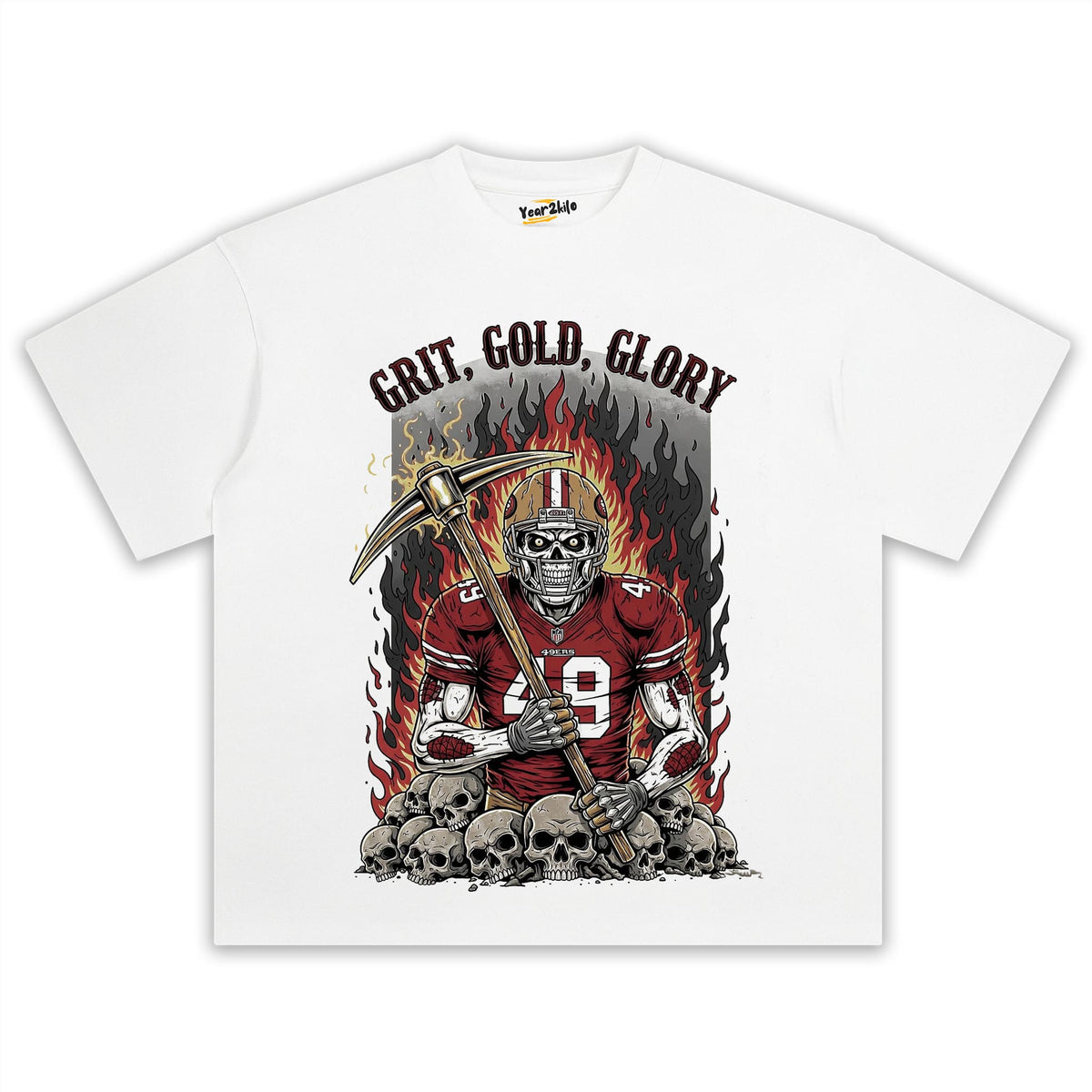 49ERS MINER SKELETON GRIT GOLD GLORY FOOTBALL TANK TOP & TEE & LONG SLEEVE & LAYERED LS & HOODIE