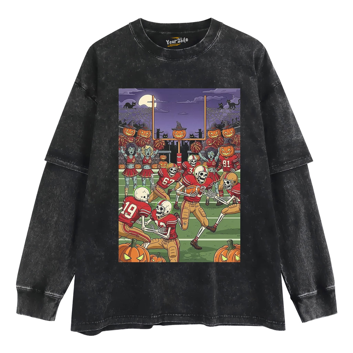 49ERS SKELETON ZOMBIE HALLOWEEN FOOTBALL TANK TOP & TEE & LONG SLEEVE & LAYERED LS & HOODIE