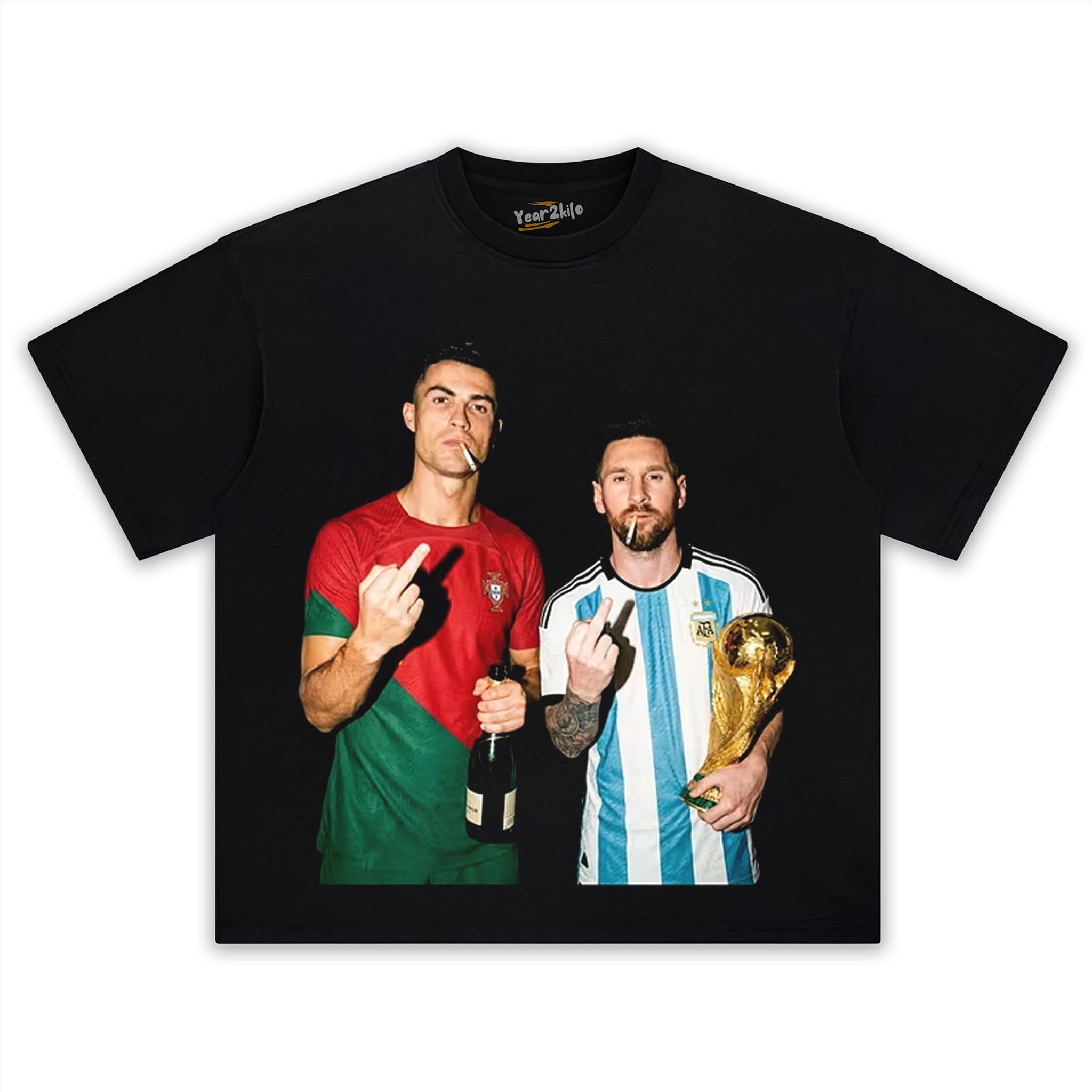 ARGENTINA MESSI & CRISTIANO RONALDO FUNNY VINTAGE TANK TOP & TEE & LONG SLEEVE & LAYERED LS & HOODIE