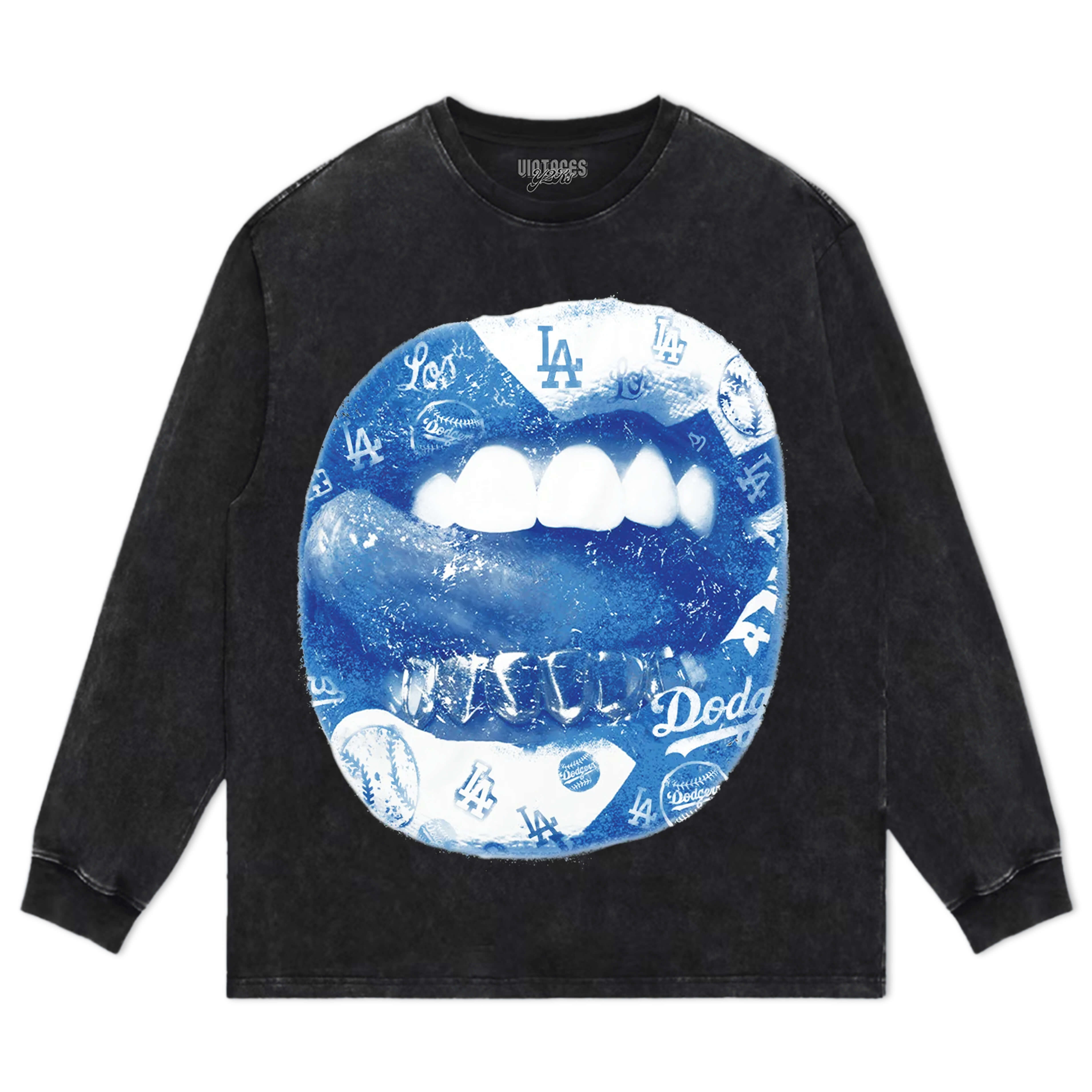 BLUE VINTAGE DODGERS LIP PRINT TEE & LS & HOODIE