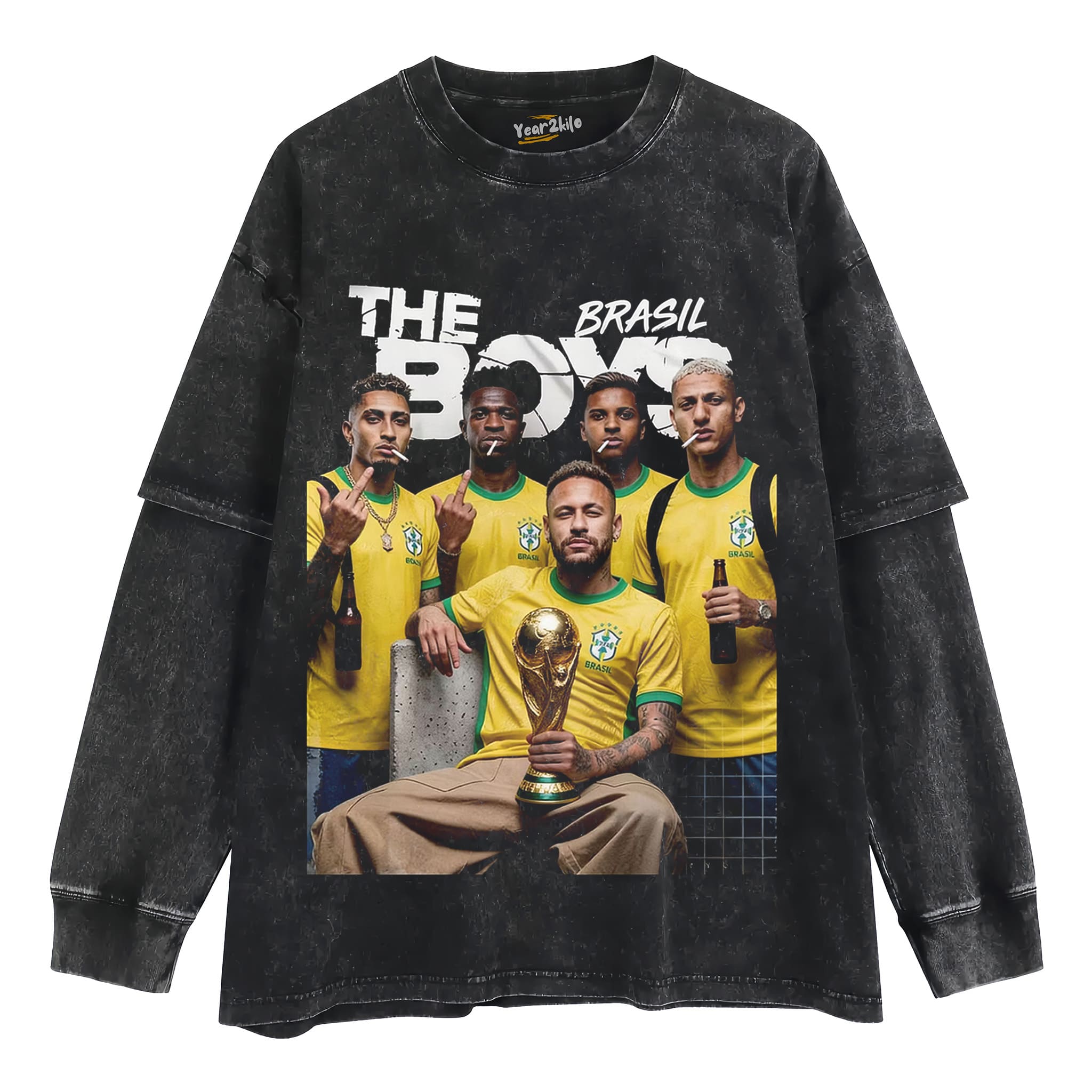 BRASIL THE BOYS FOOTBALL PRINT TANK TOP & TEE & LONG SLEEVE & LAYERED LS & HOODIE