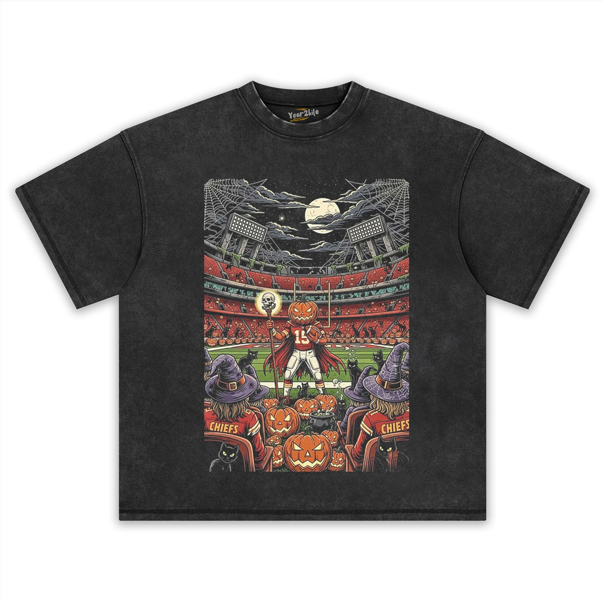 CHIEFS HALLOWEEN SPOOKY STADIUM PUMPKIN FOOTBALL TANK TOP & TEE & LONG SLEEVE & LAYERED LS & HOODIE
