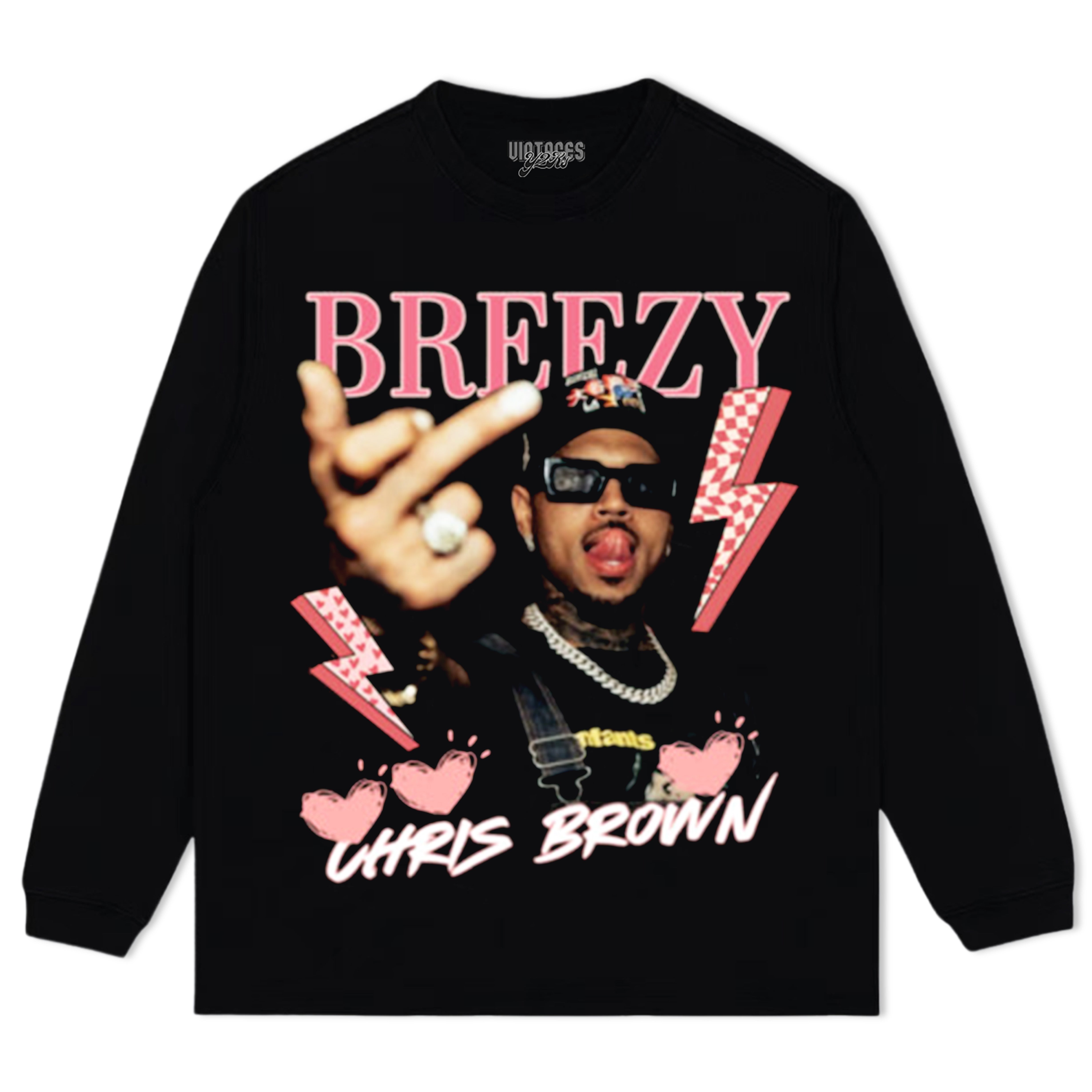 CHRIS BROWN VINTAGE MIDDLE FINGER V2 TEE & LS & HOODIE