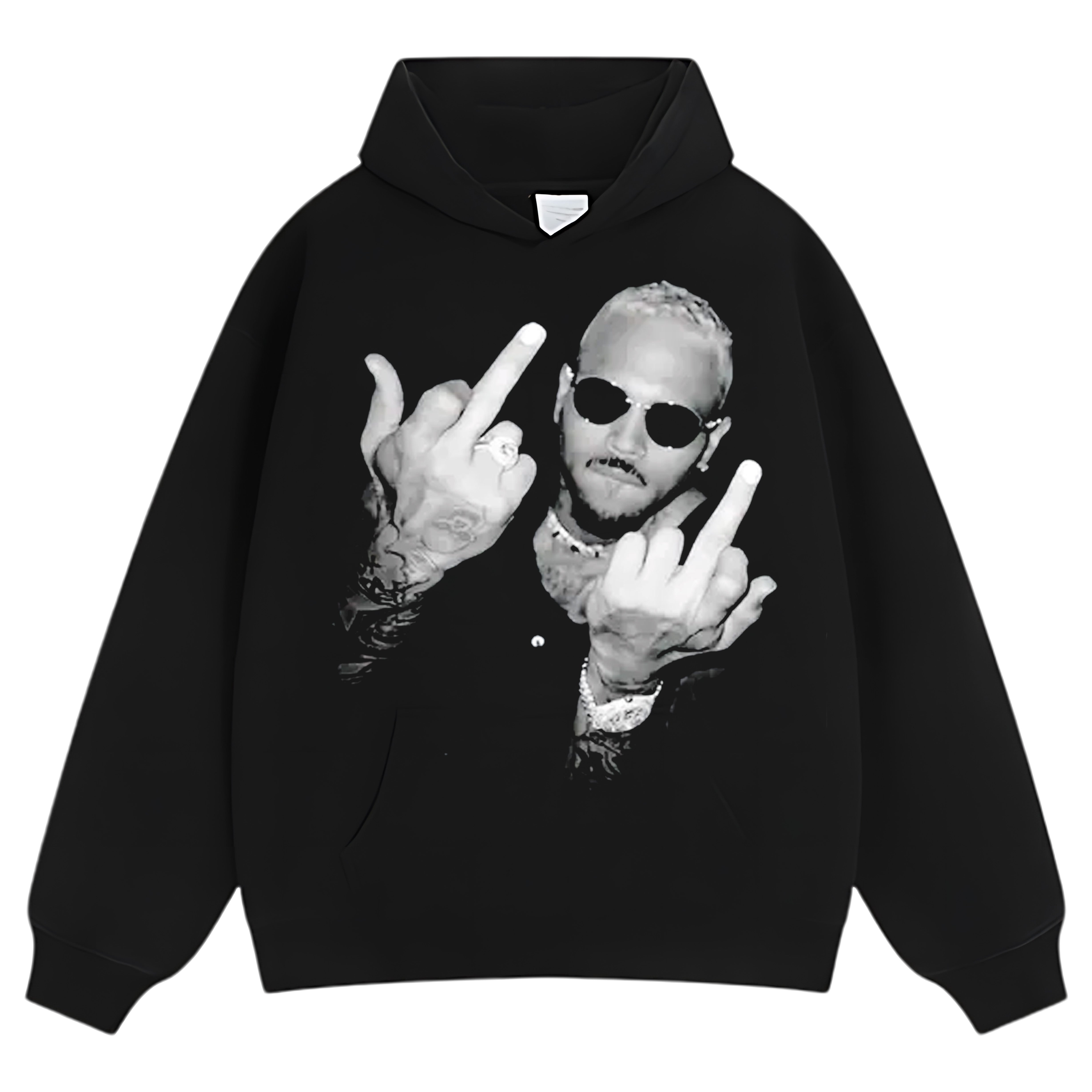 CHRIS BROWN VINTAGE MIDDLE FINGER TEE & LS & HOODIE