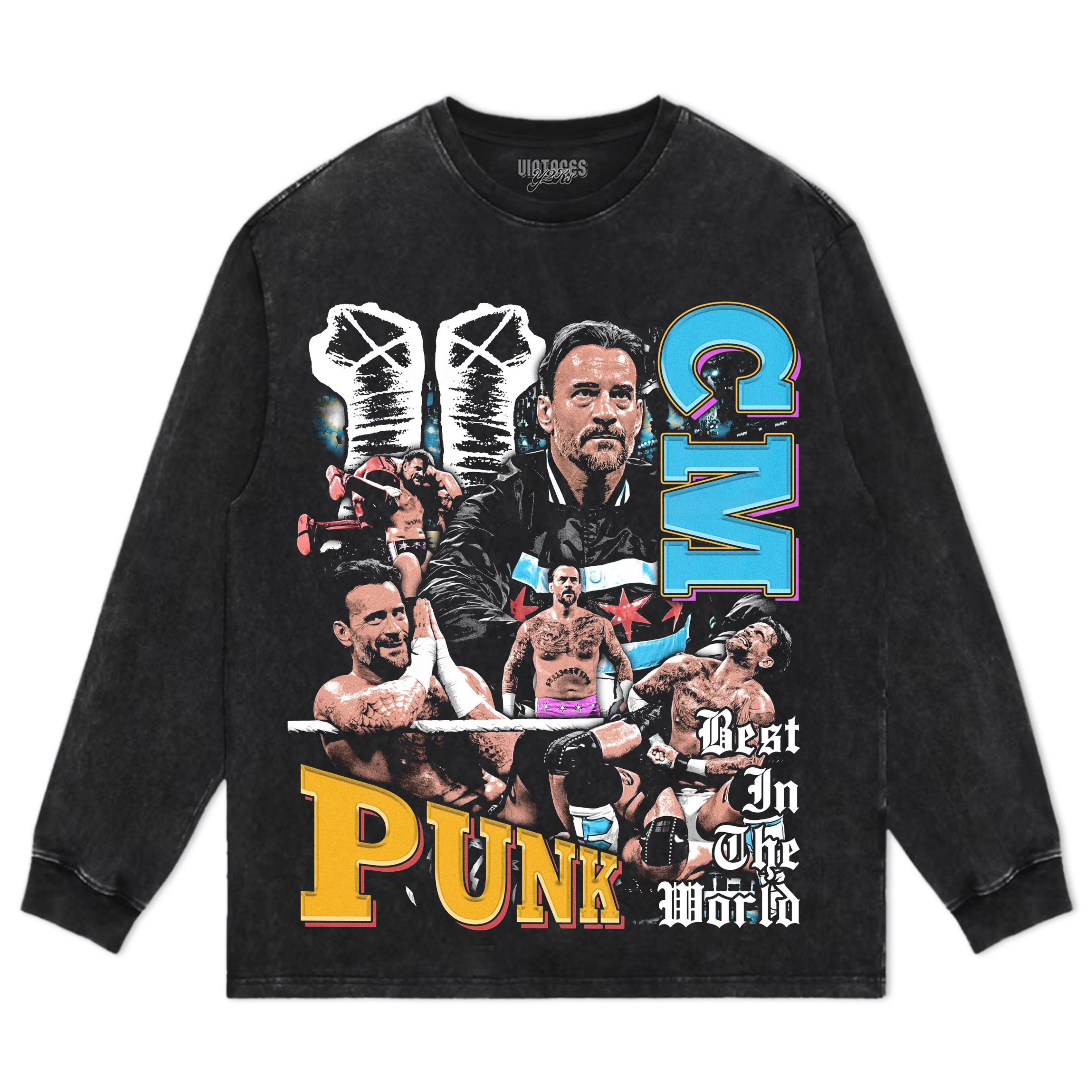 CM PUNK VINTAGE STYLE V2 TEE & LS & HOODIE