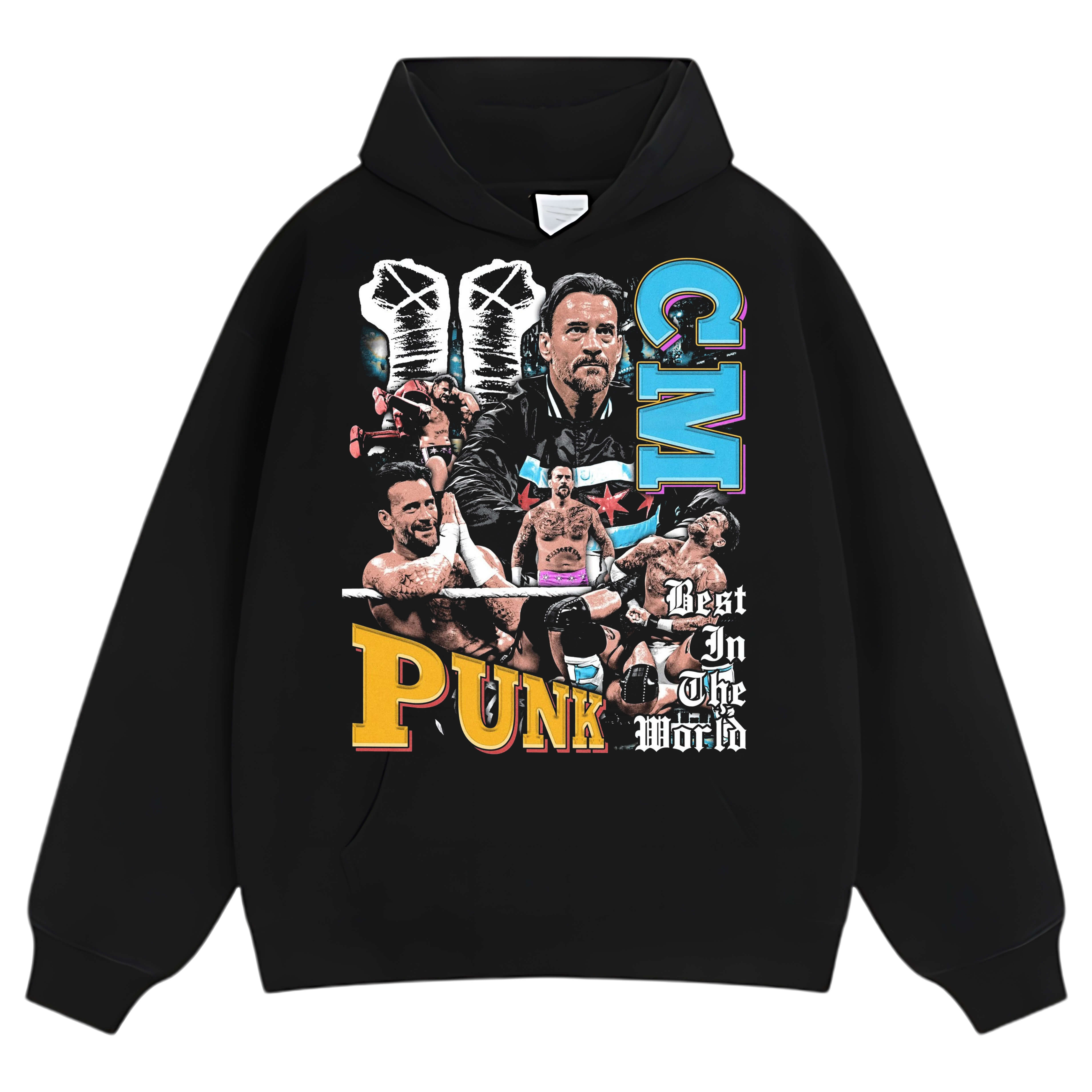 CM PUNK VINTAGE STYLE V2 TEE & LS & HOODIE