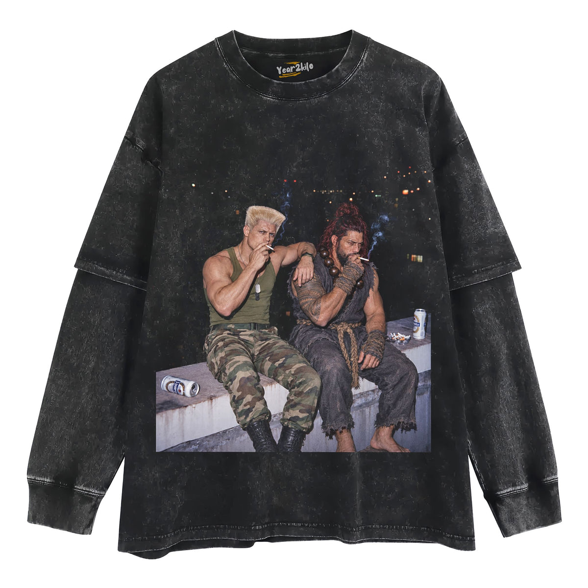 CODY RHODES & ROMAN REIGNS - STREET FIGHTER V2 TANK TOP & TEE & LONG SLEEVE & LAYERED LS & HOODIE