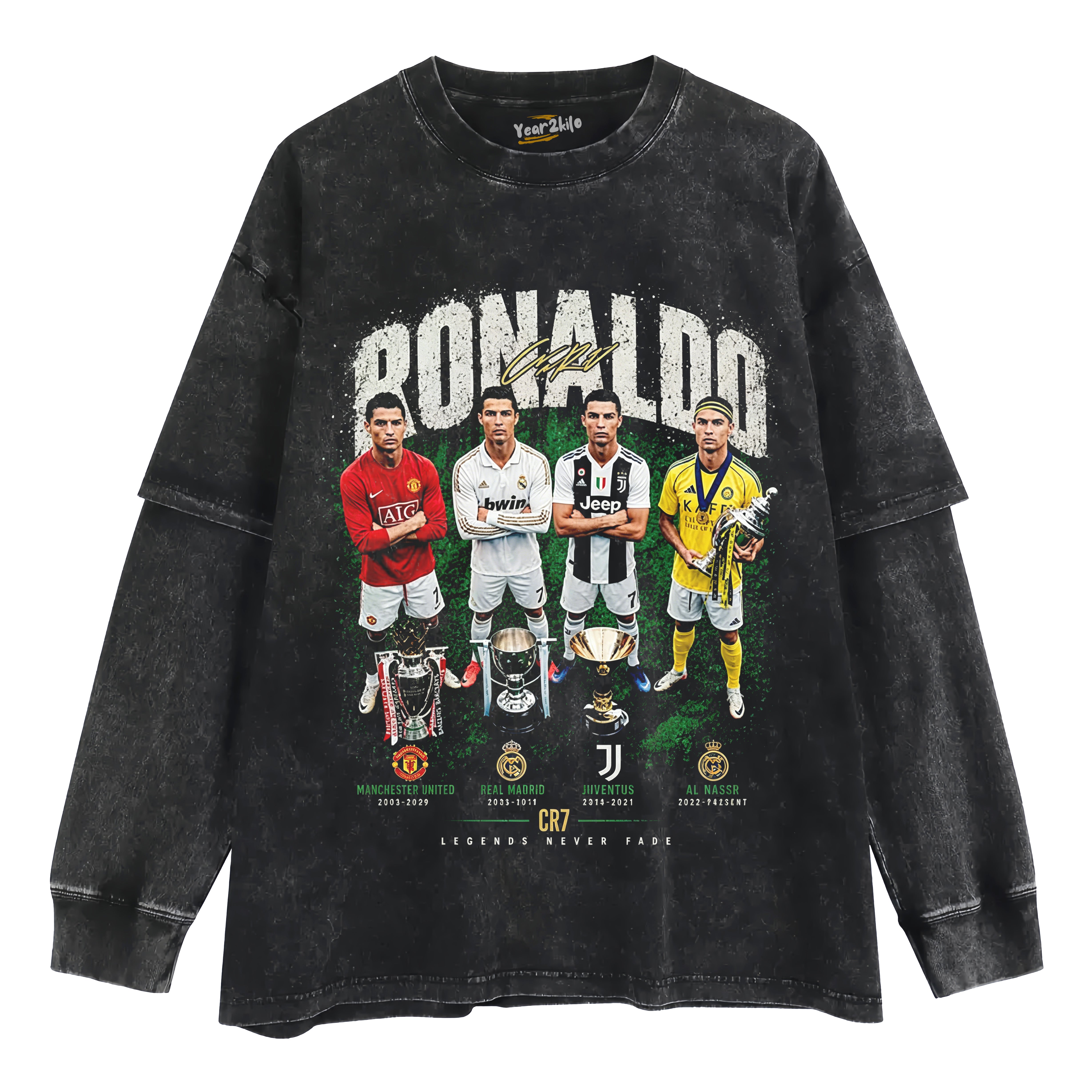 CR7 RONALDO LEGENDS NEVER FADE TANK TOP & TEE & LONG SLEEVE & LAYERED LS & HOODIE