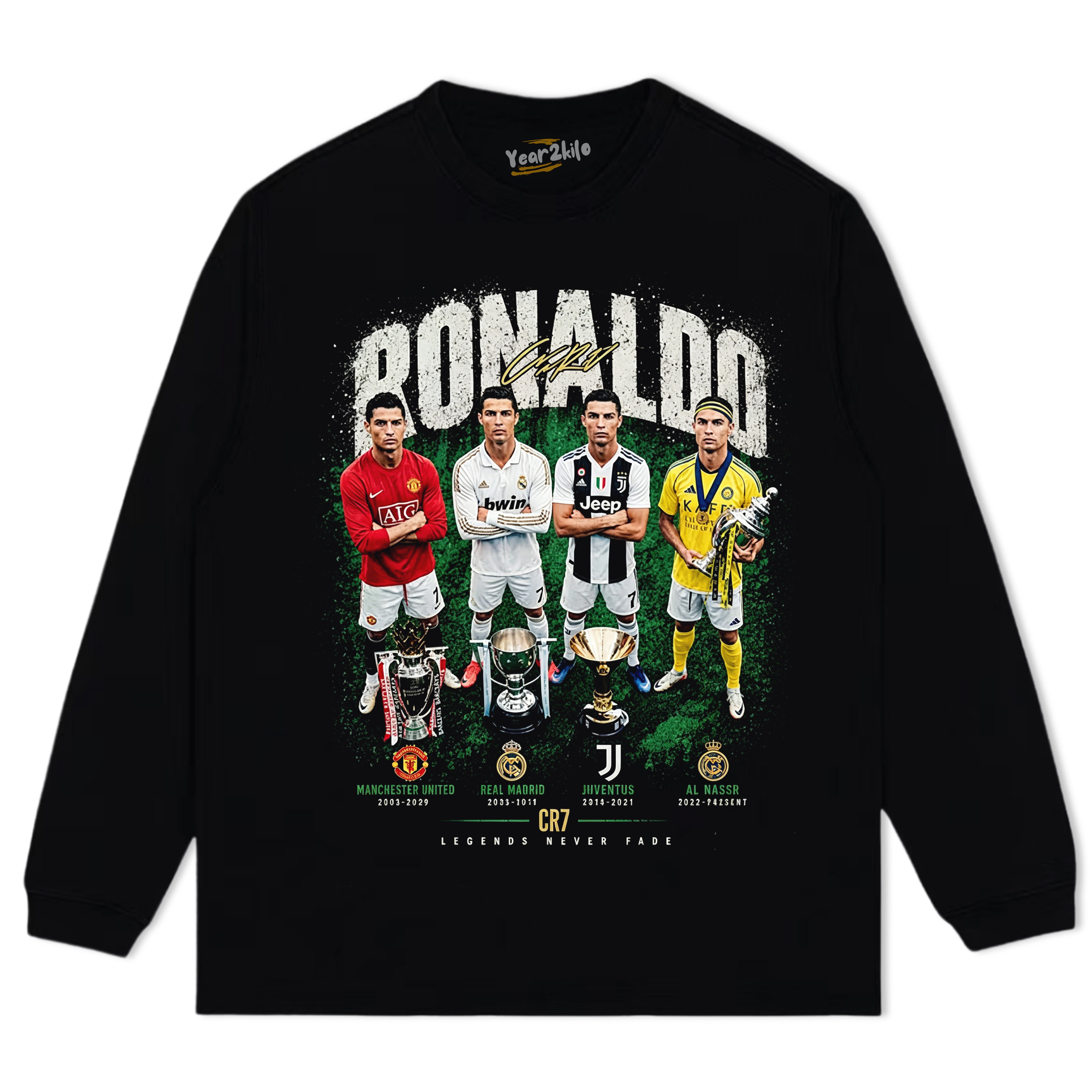 CR7 RONALDO LEGENDS NEVER FADE TANK TOP & TEE & LONG SLEEVE & LAYERED LS & HOODIE