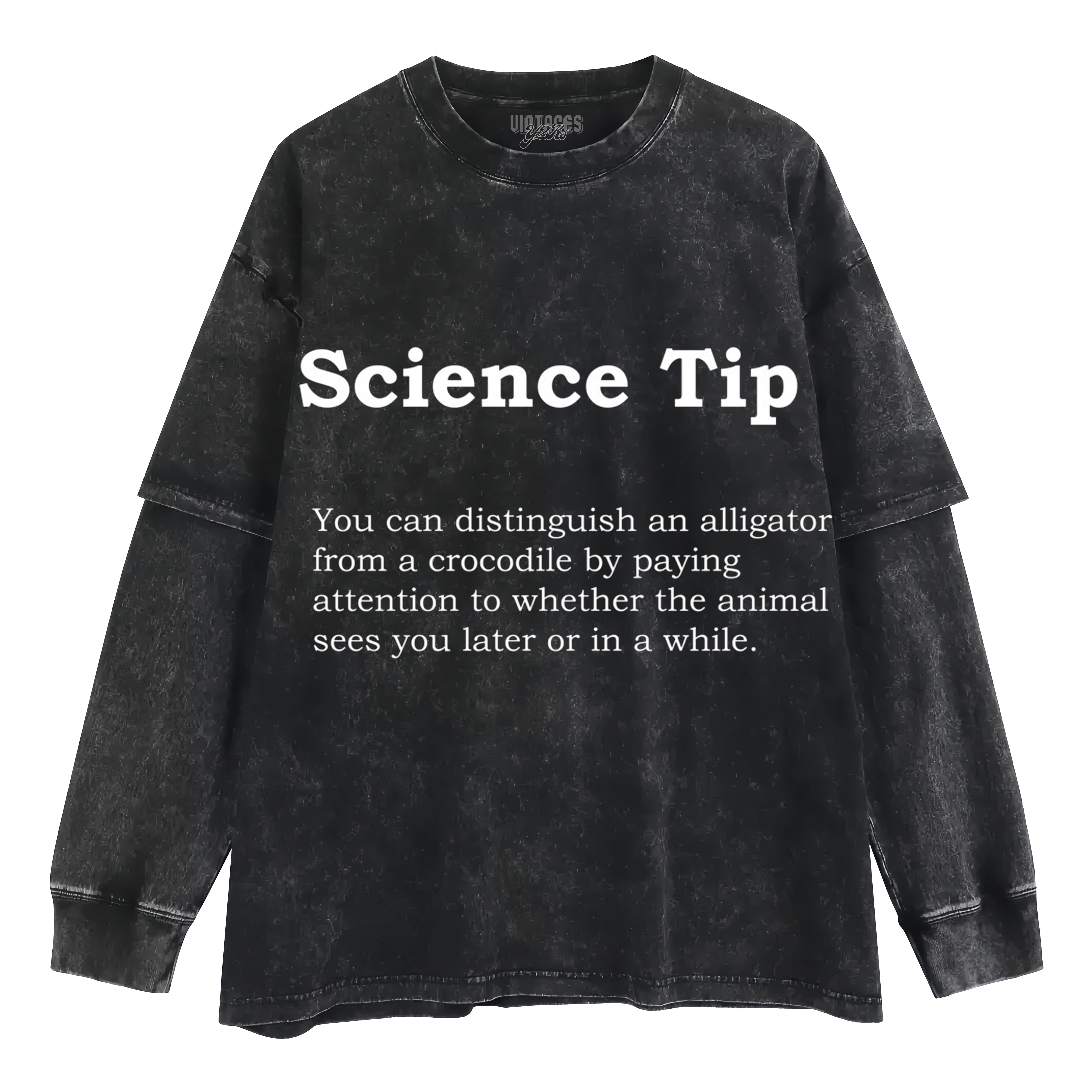 CROCODILE ALLIGATOR FUNNY SCIENCE TIP LAYERED LONG SLEEVE
