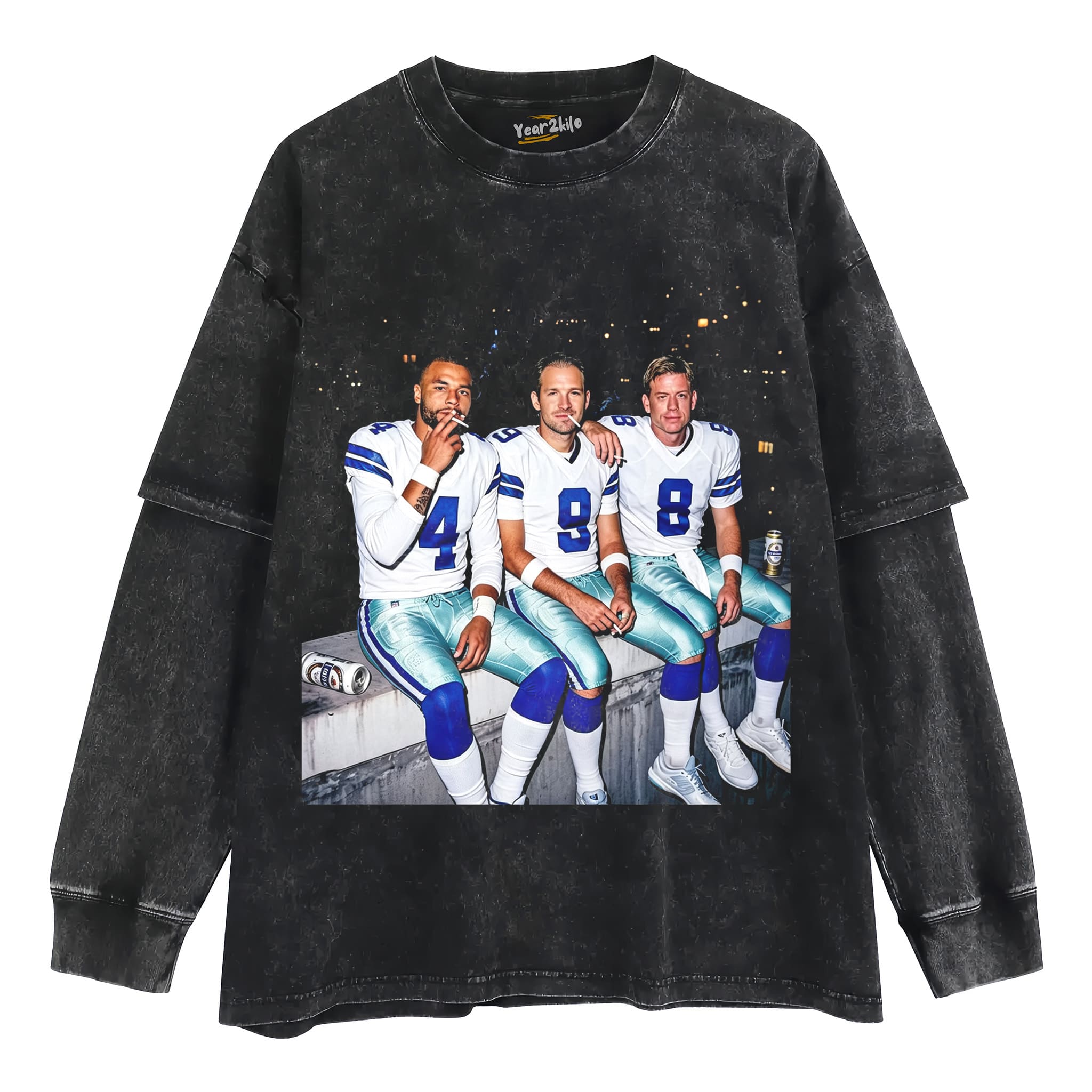 DAK PRESCOTT & TONY ROMO & TROY AIKMAN FOOTBALL TANK TOP & TEE & LONG SLEEVE & LAYERED LS & HOODIE