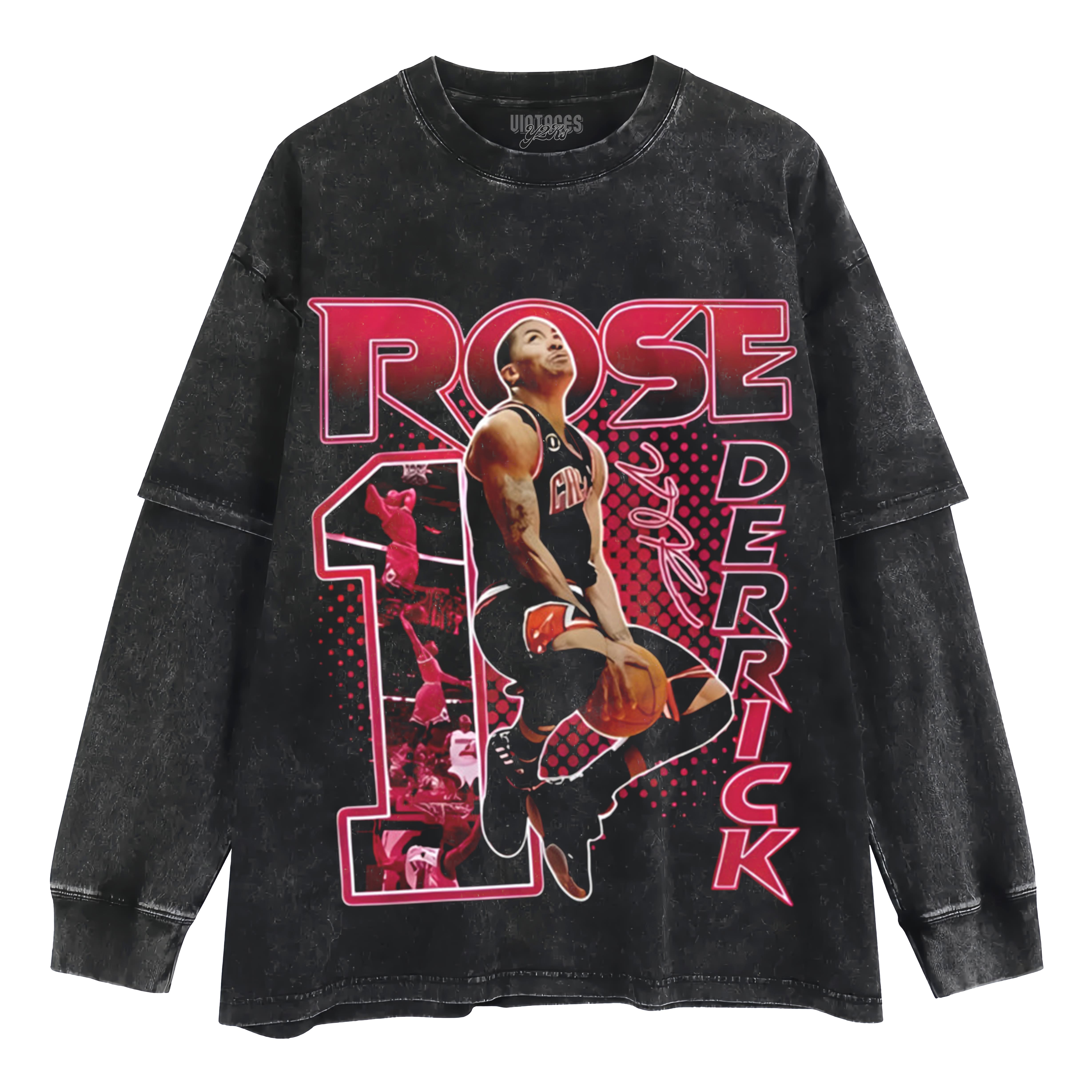DERRICK ROSE CHICAGO NAME NUMBER LAYERED LONG SLEEVE