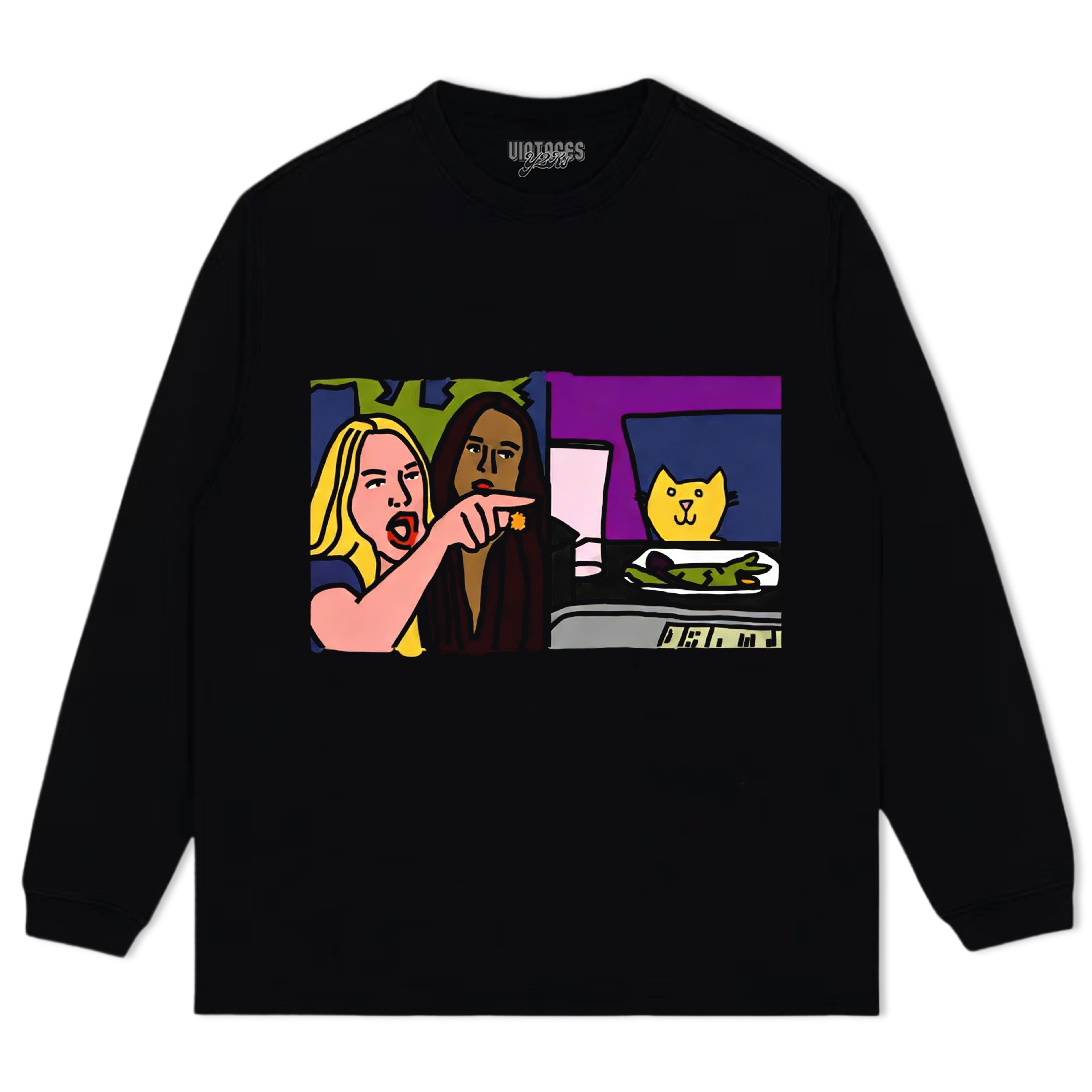 FUNNY WOMAN YELLING AT CAT MEMES TEE & LS & HOODIE