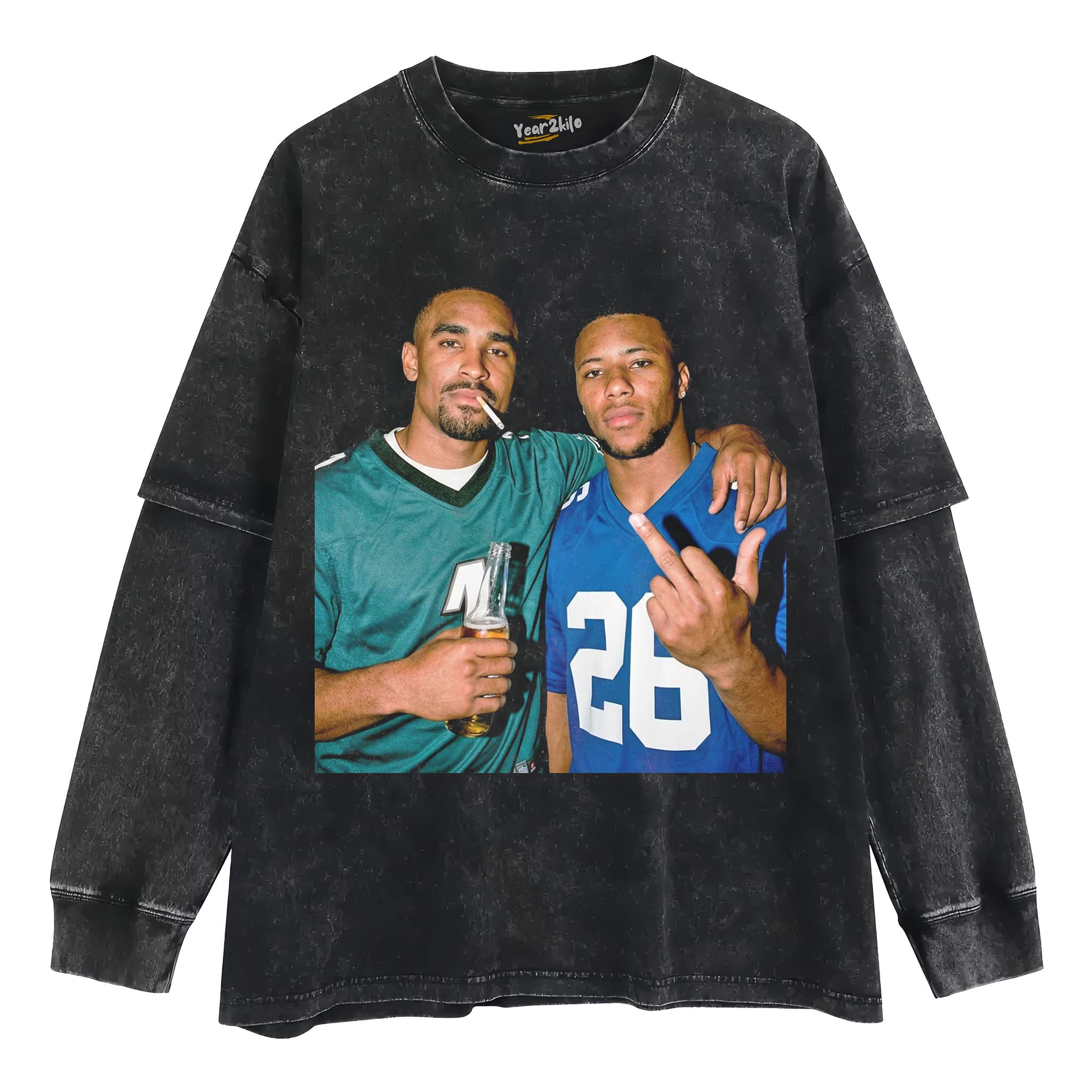JALEN HURTS & SAQUON BARKLEY FOOTBALL TANK TOP & TEE & LONG SLEEVE & LAYERED LS & HOODIE