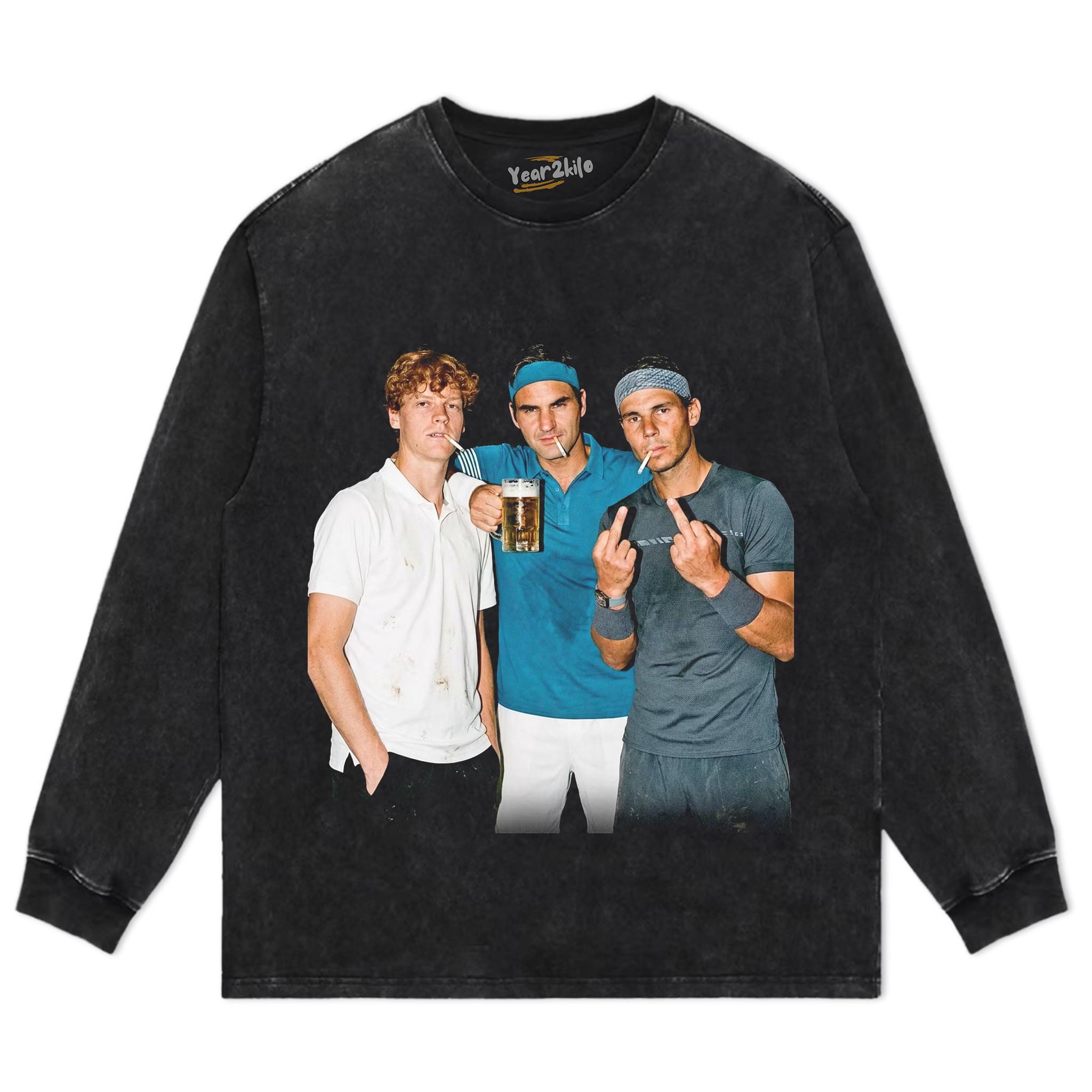 JANNIK SINNER & ROGER FEDERER & RAFAEL NADAL TENNIS LEGEND GRAPHIC TANK TOP & TEE & LONG SLEEVE & LAYERED LS & HOODIE