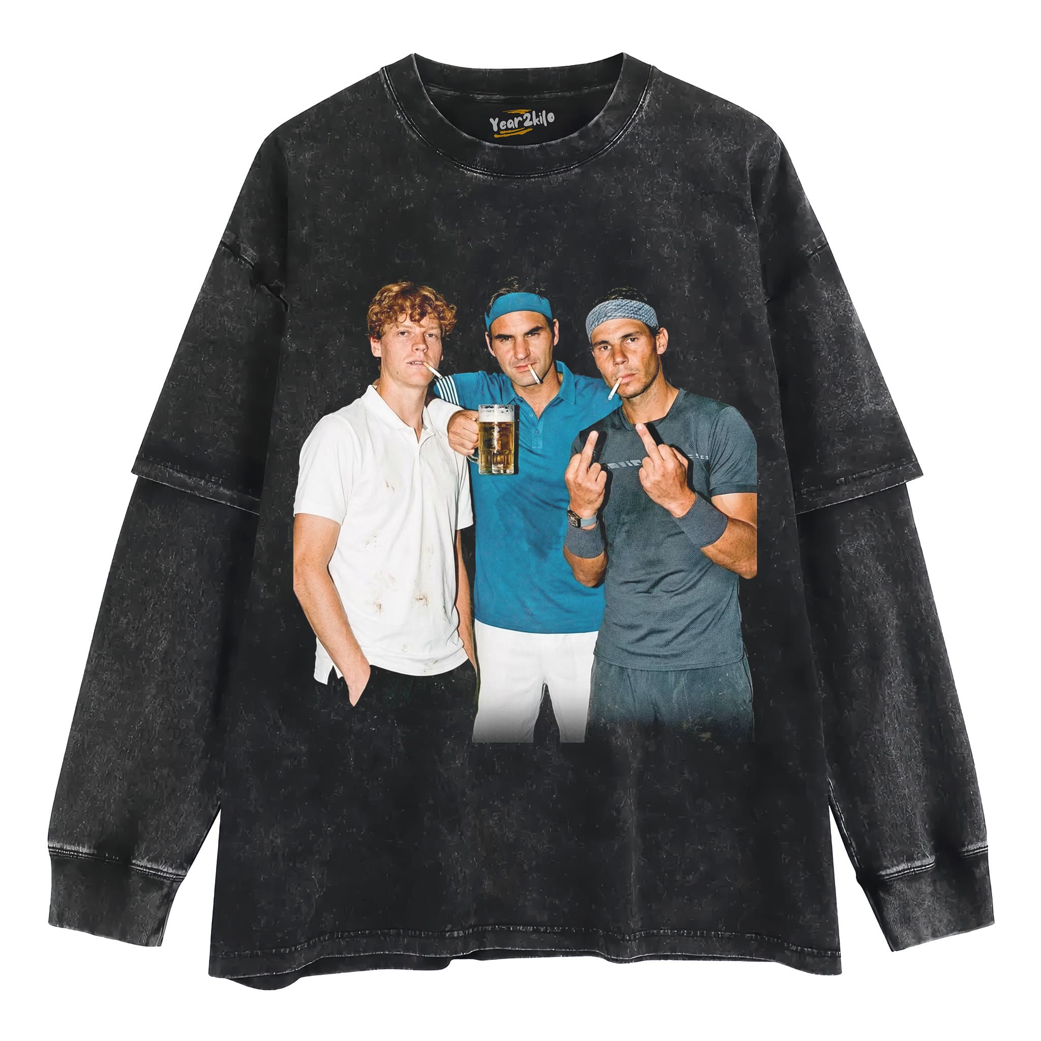 JANNIK SINNER & ROGER FEDERER & RAFAEL NADAL TENNIS LEGEND GRAPHIC TANK TOP & TEE & LONG SLEEVE & LAYERED LS & HOODIE