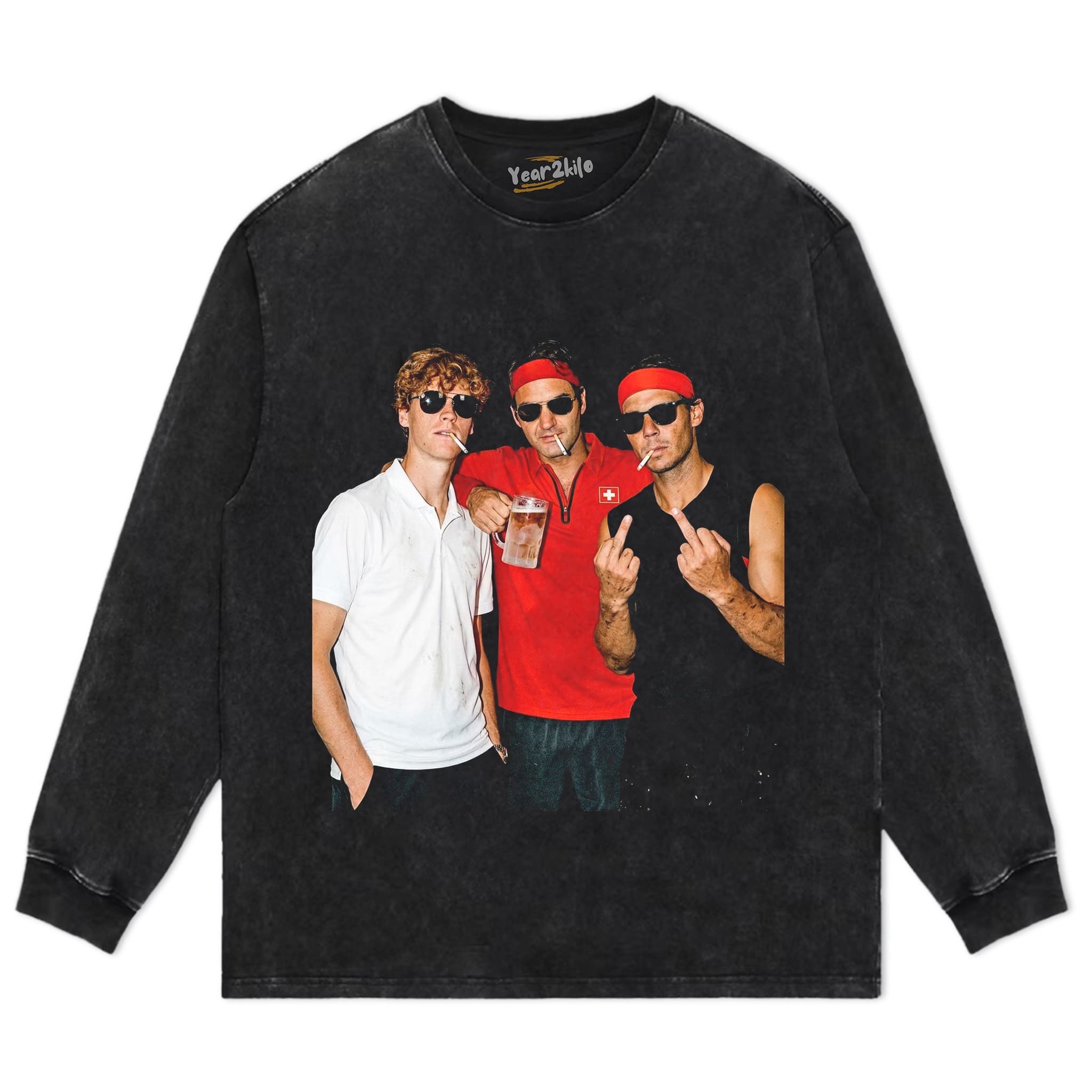 JANNIK SINNER & ROGER FEDERER & RAFAEL NADAL TENNIS LEGEND GRAPHIC V1 TANK TOP & TEE & LONG SLEEVE & LAYERED LS & HOODIE