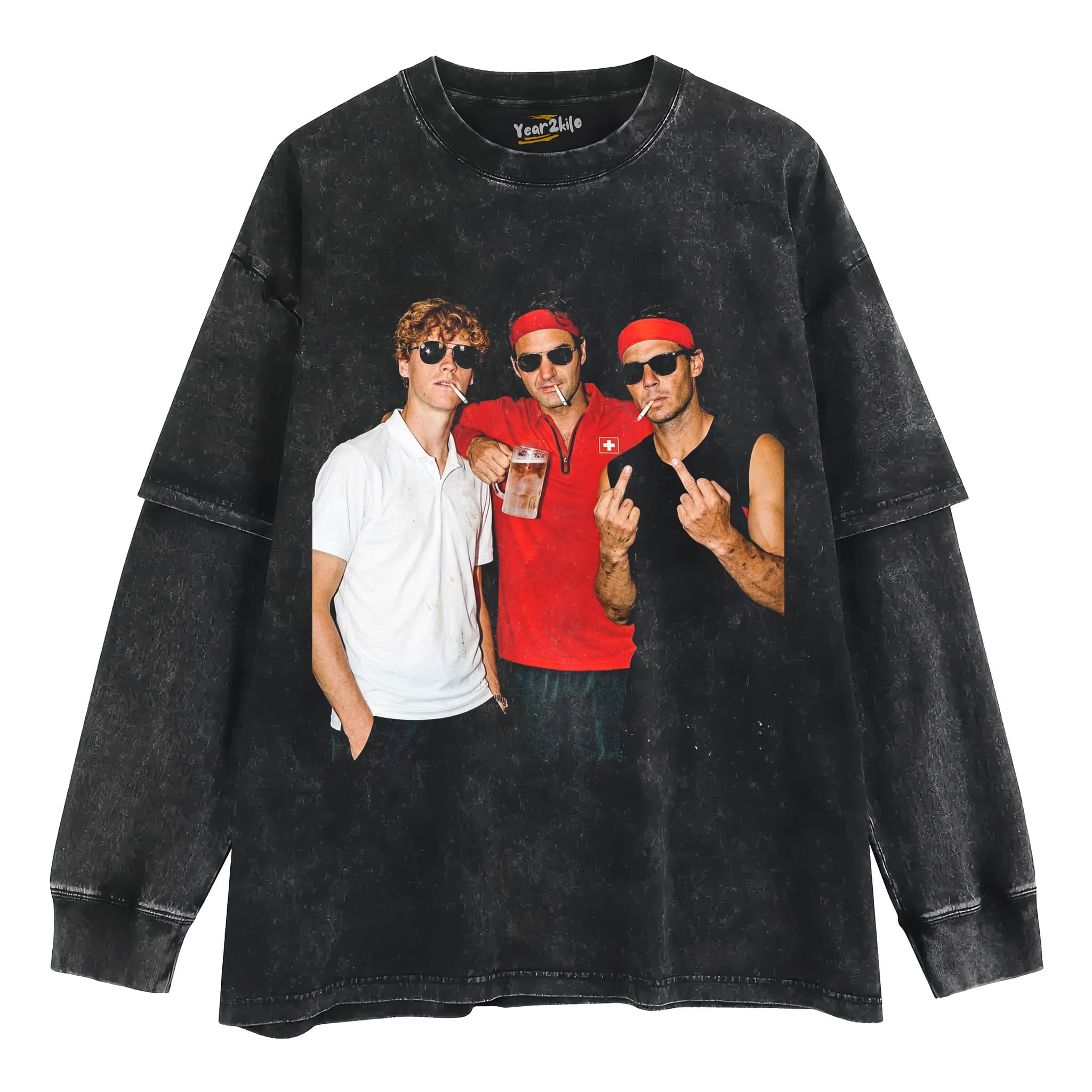 JANNIK SINNER & ROGER FEDERER & RAFAEL NADAL TENNIS LEGEND GRAPHIC V1 TANK TOP & TEE & LONG SLEEVE & LAYERED LS & HOODIE