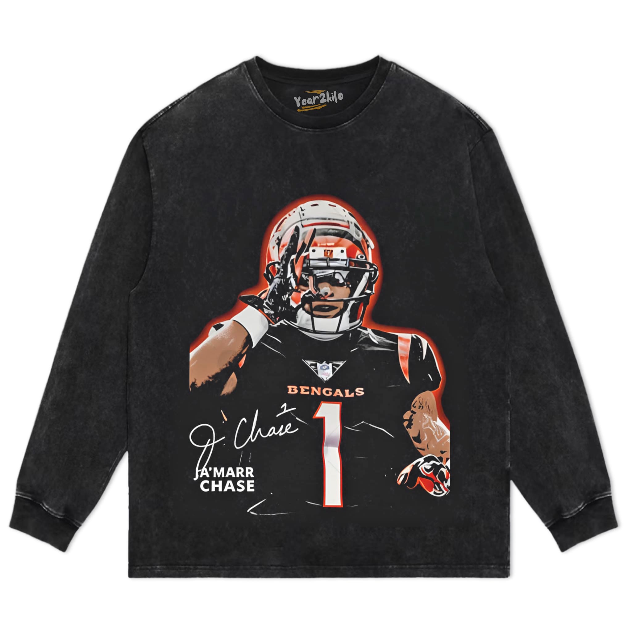 JA’MARR CHASE - CINCINNATI FOOTBALL VINTAGE TANK TOP & TEE & LONG SLEEVE & LAYERED LS & HOODIE