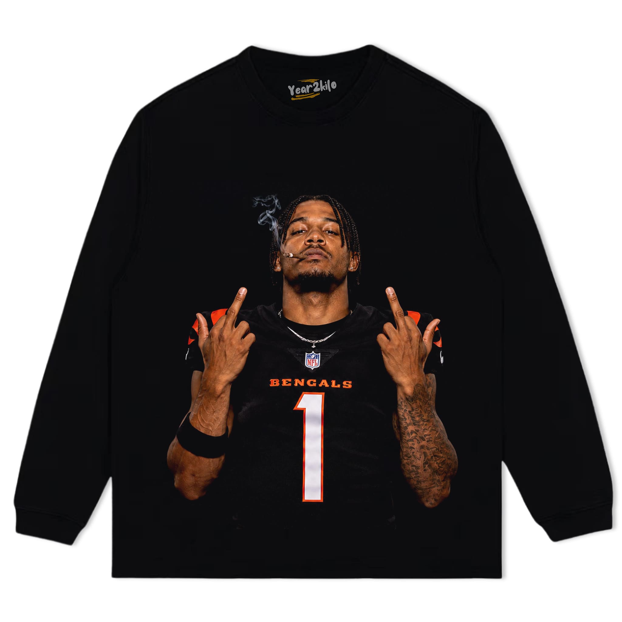 JA’MARR CHASE MIDDLE FINGER TANK TOP & TEE & LONG SLEEVE & LAYERED LS & HOODIE