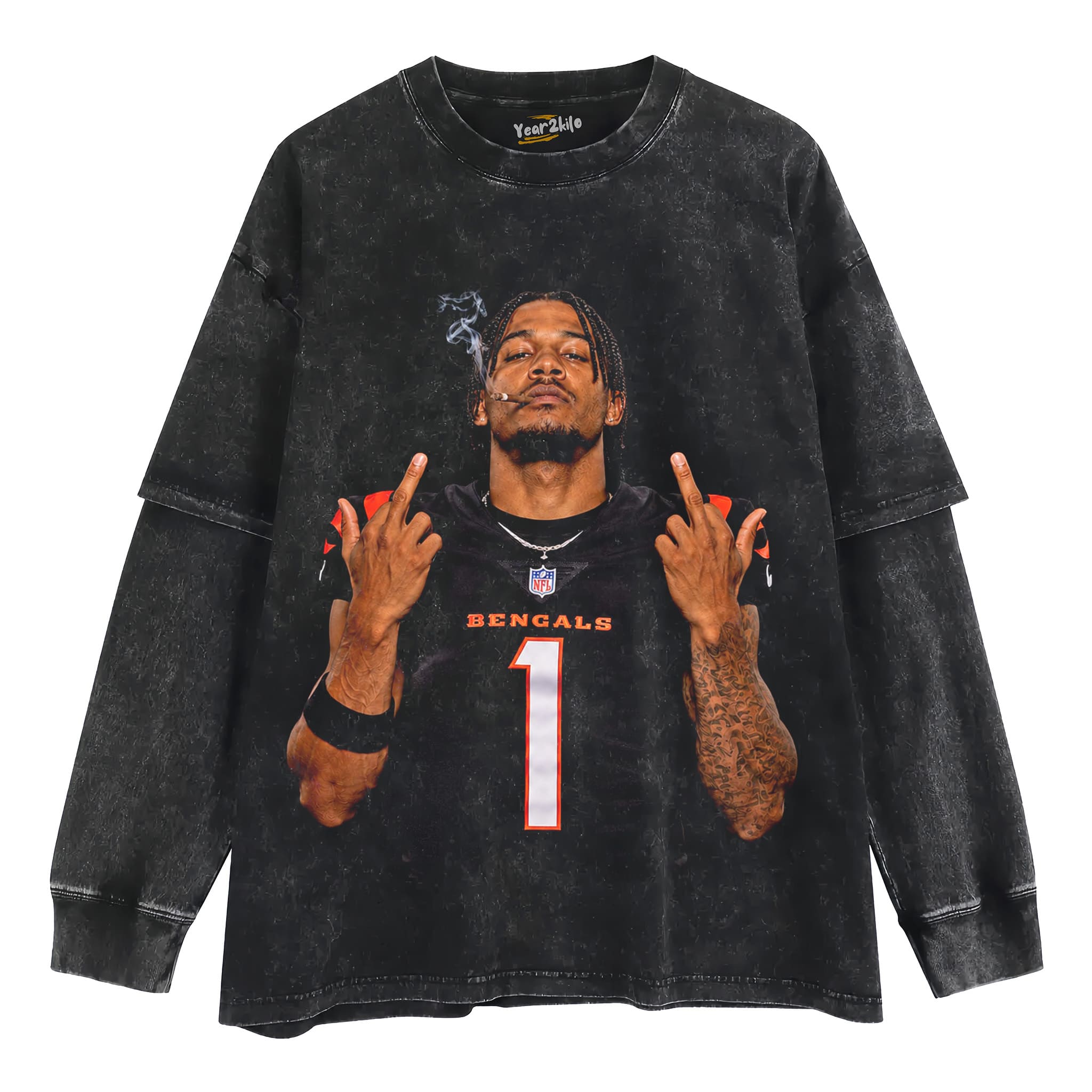 JA’MARR CHASE MIDDLE FINGER TANK TOP & TEE & LONG SLEEVE & LAYERED LS & HOODIE