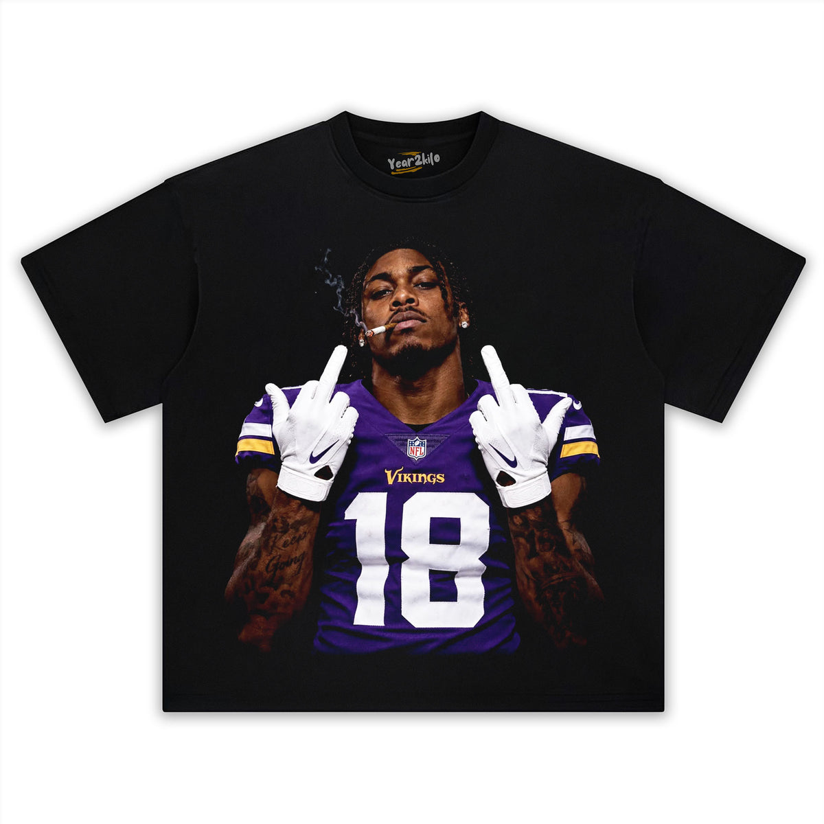 JUSTIN JEFFERSON - MIDDLE FINGER V2 TANK TOP & TEE & LONG SLEEVE & LAYERED LS & HOODIE