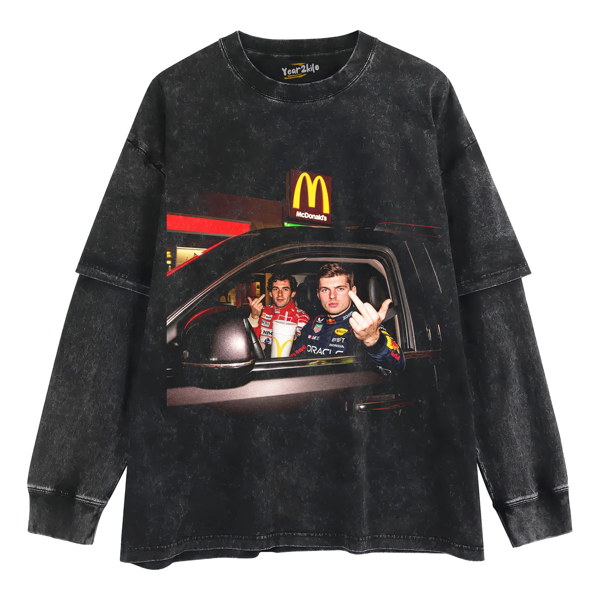 MAX VERSTAPPEN AYRTON SENNA MIDDLE FINGER MEME TANK TOP & TEE & LONG SLEEVE & LAYERED LS & HOODIE