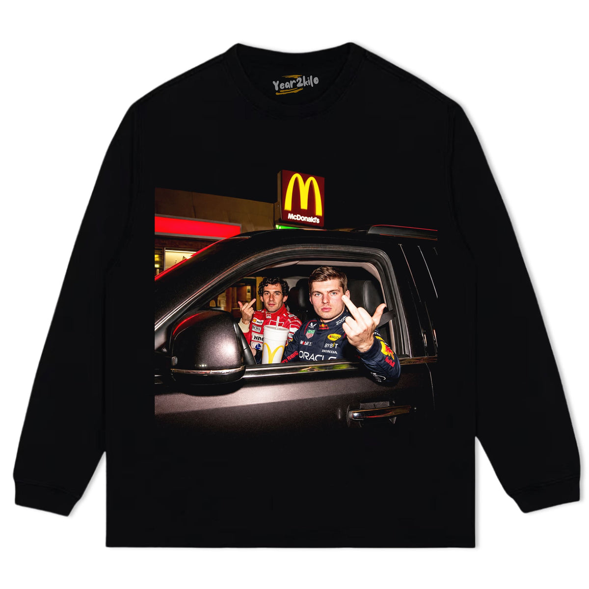 MAX VERSTAPPEN AYRTON SENNA MIDDLE FINGER MEME TANK TOP & TEE & LONG SLEEVE & LAYERED LS & HOODIE
