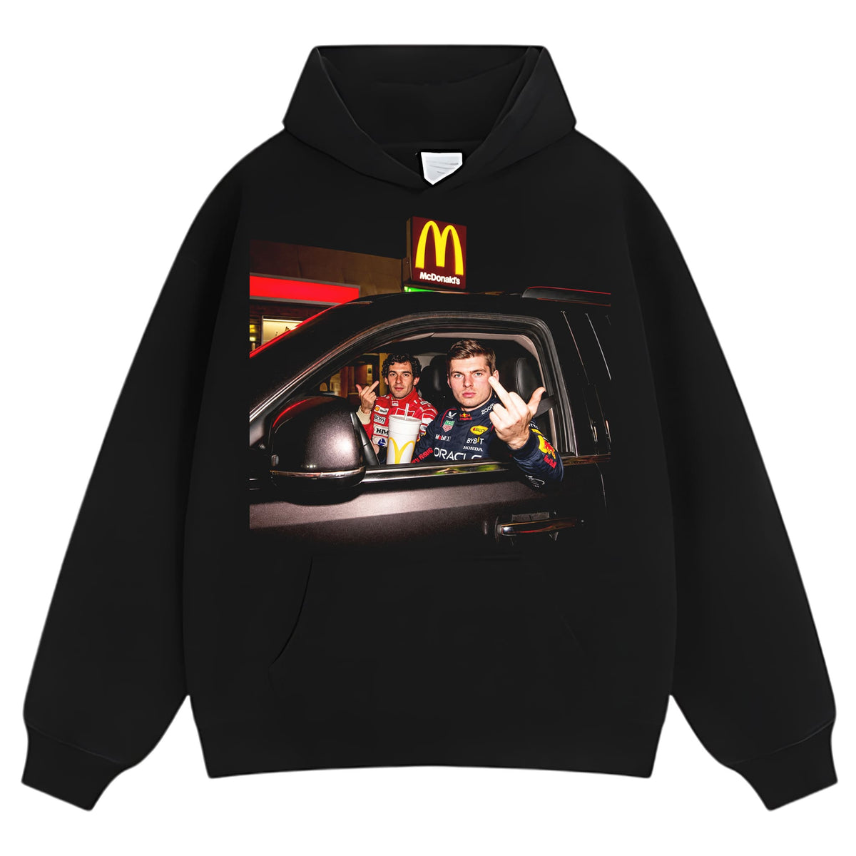 MAX VERSTAPPEN AYRTON SENNA MIDDLE FINGER MEME TANK TOP & TEE & LONG SLEEVE & LAYERED LS & HOODIE