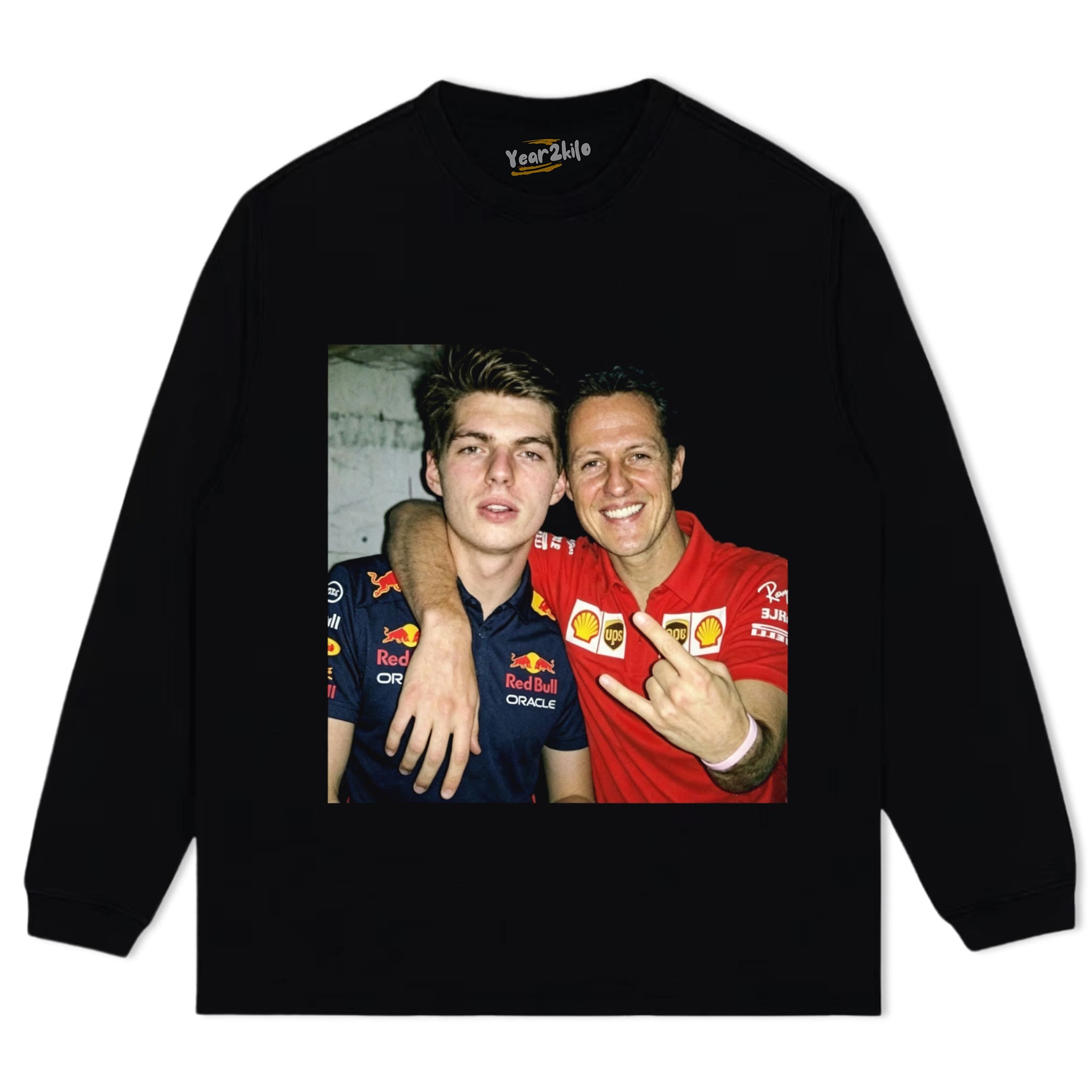 MAX VERSTAPPEN & MICHAEL SCHUMACHER F1 RACING TANK TOP & TEE & LONG SLEEVE & LAYERED LS & HOODIE