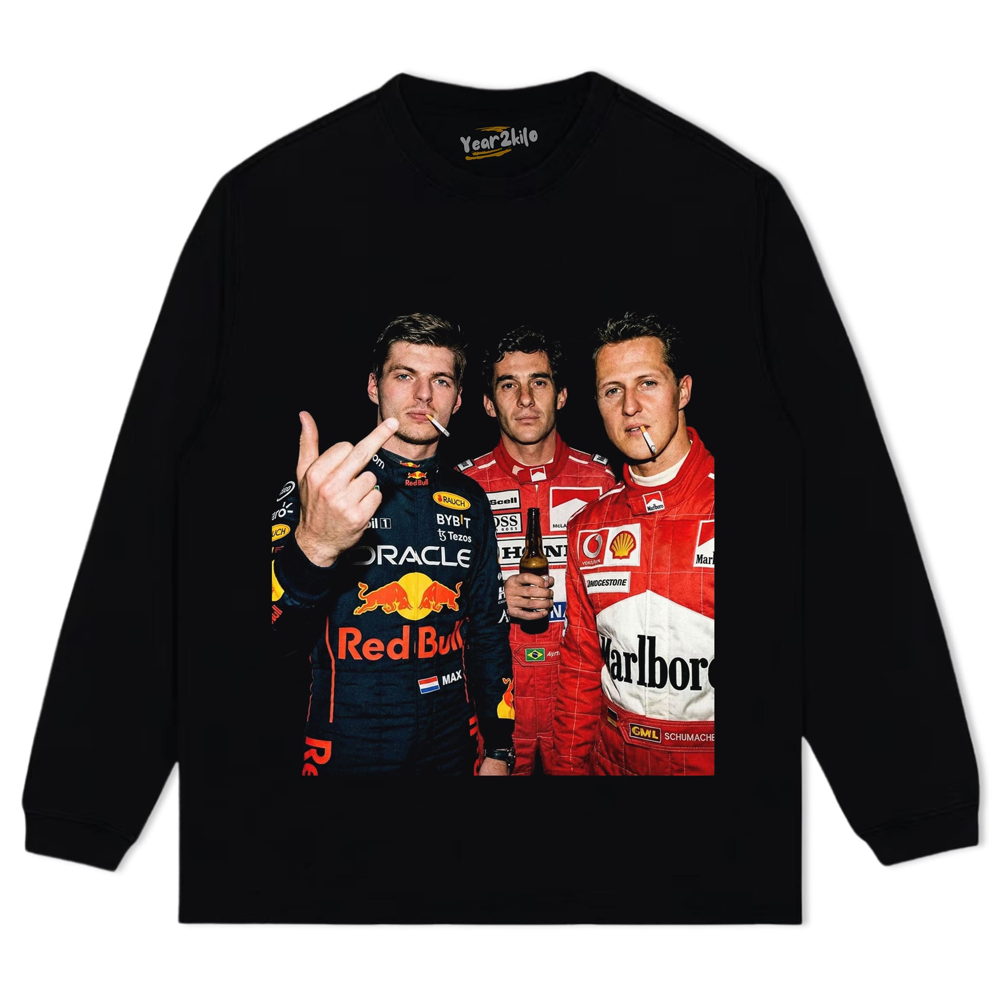 MAX VERSTAPPEN & MICHAEL SCHUMACHER & SENNA F1 RACING TANK TOP & TEE & LONG SLEEVE & LAYERED LS & HOODIE