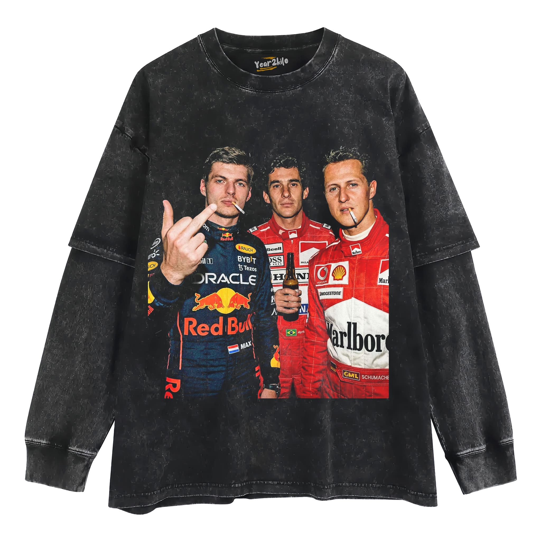 MAX VERSTAPPEN & MICHAEL SCHUMACHER & SENNA F1 RACING TANK TOP & TEE & LONG SLEEVE & LAYERED LS & HOODIE