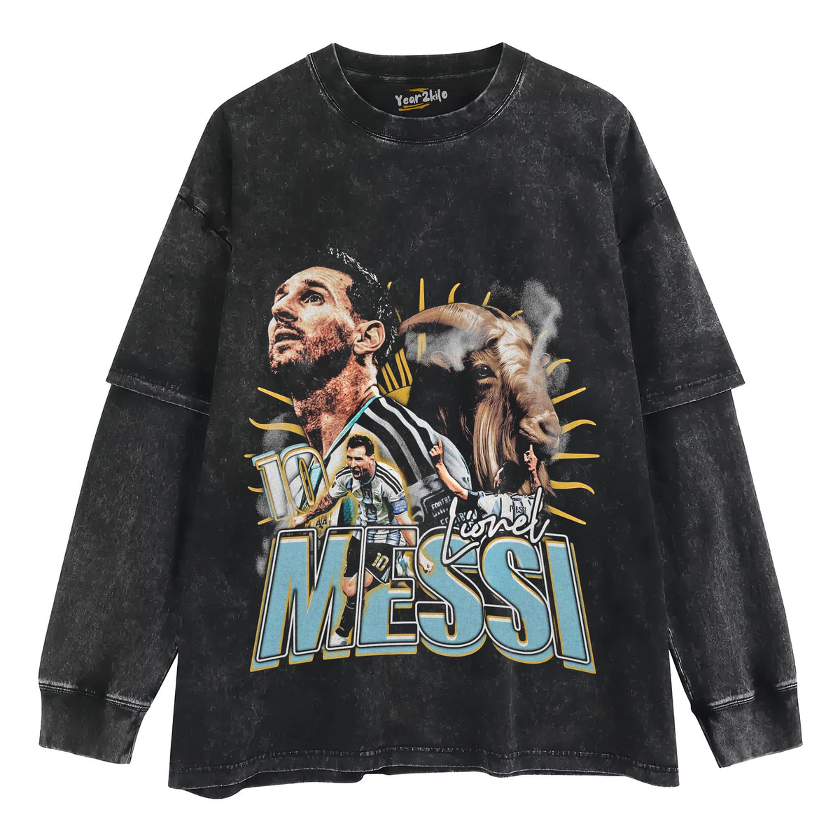 MESSI - GOAT TANK TOP & TEE & LONG SLEEVE & LAYERED LS & HOODIE