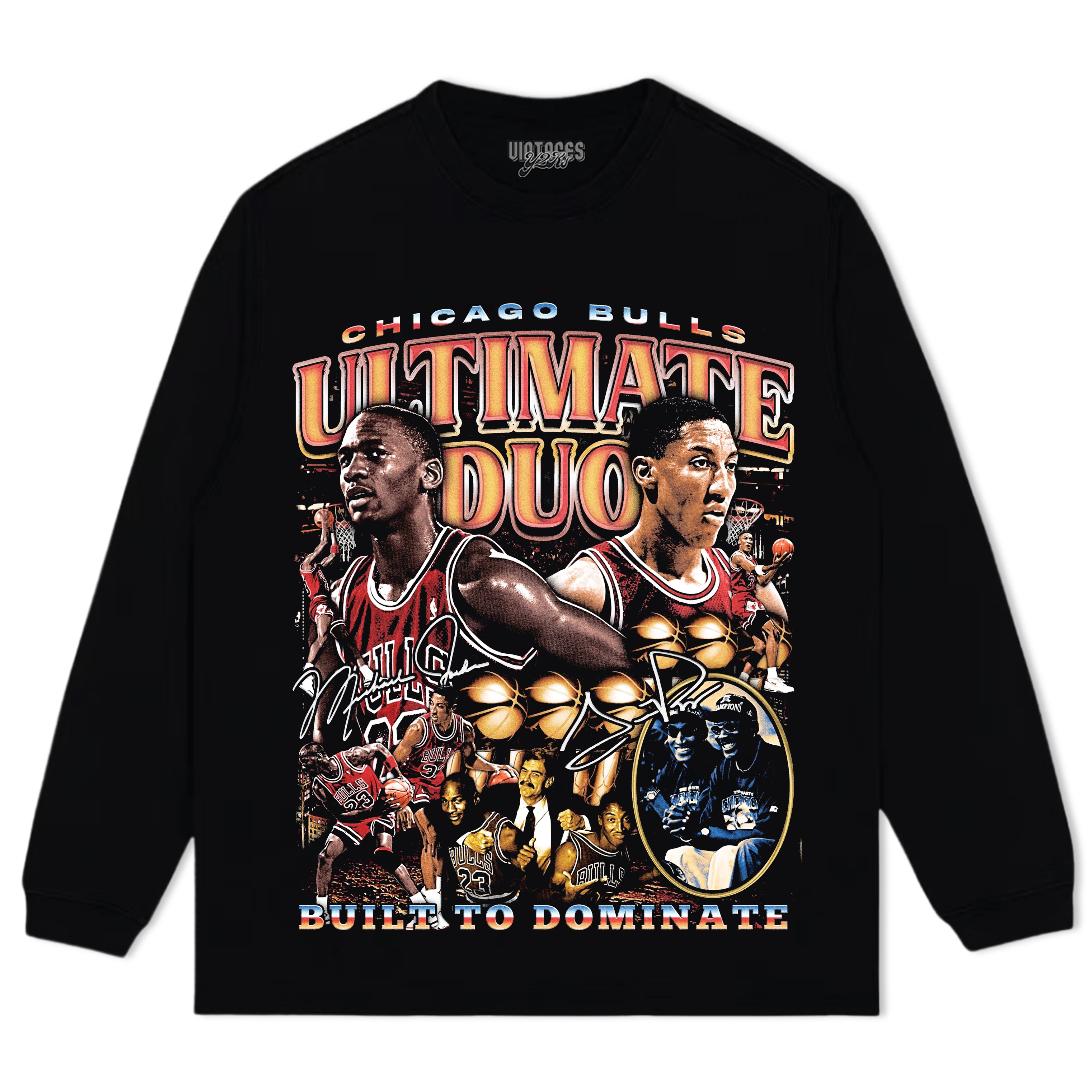 MICHAEL JORDAN & SCOTTIE PIPPEN-CHICAGO BULLS ULTIMATE DUO VINTAGE TEE & LS & HOODIE