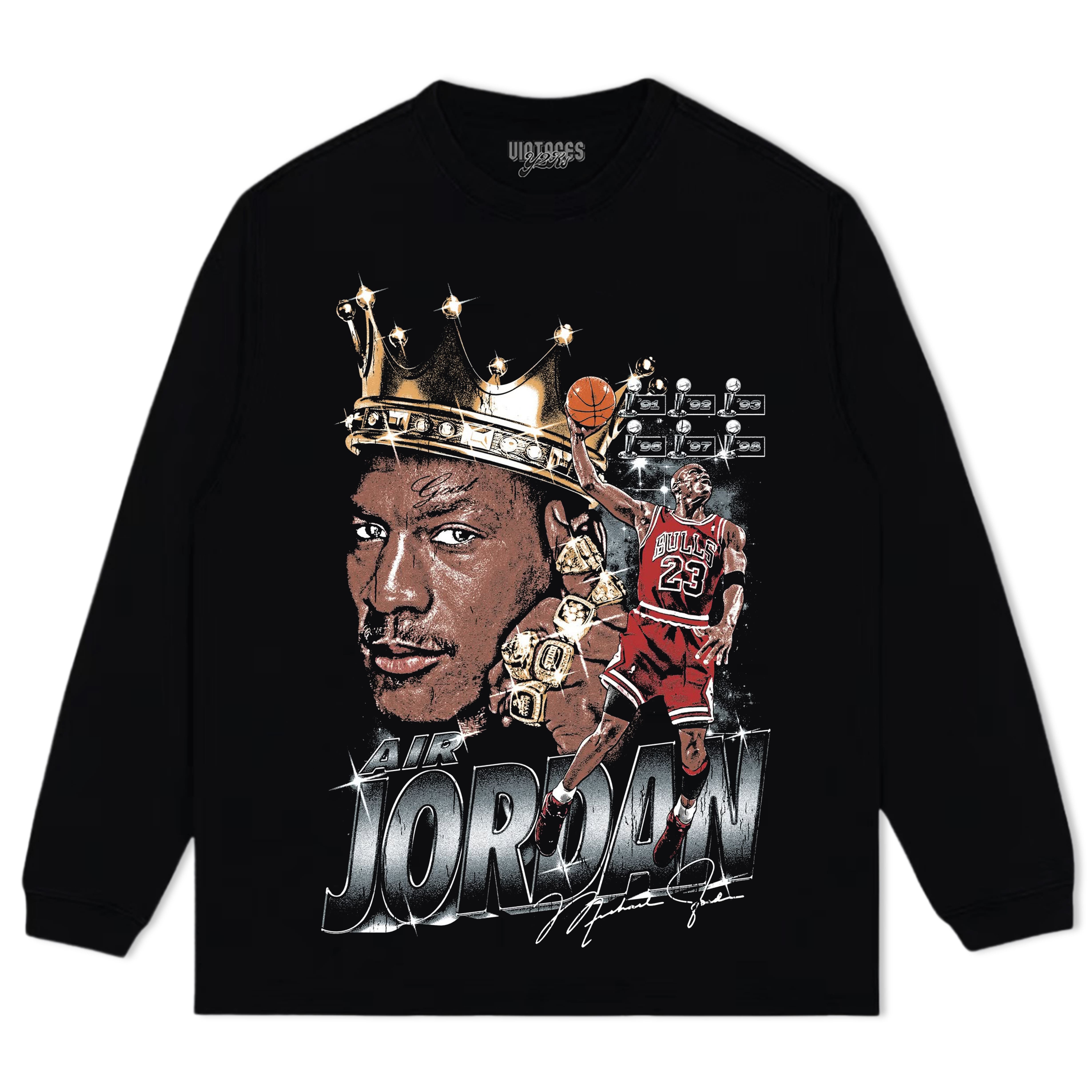 MICHEAL JORDAN CHICAGO BULLS VINTAGE STYLE V3 TEE & LS & HOODIE