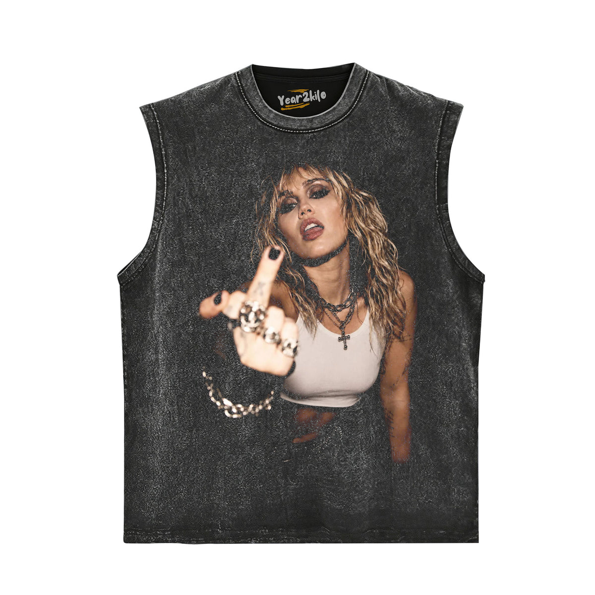 MILEY CYRUS - VINTAGE V4 MIDDLE FINGER TANK TOP & TEE & LONG SLEEVE & LAYERED LS & HOODIE