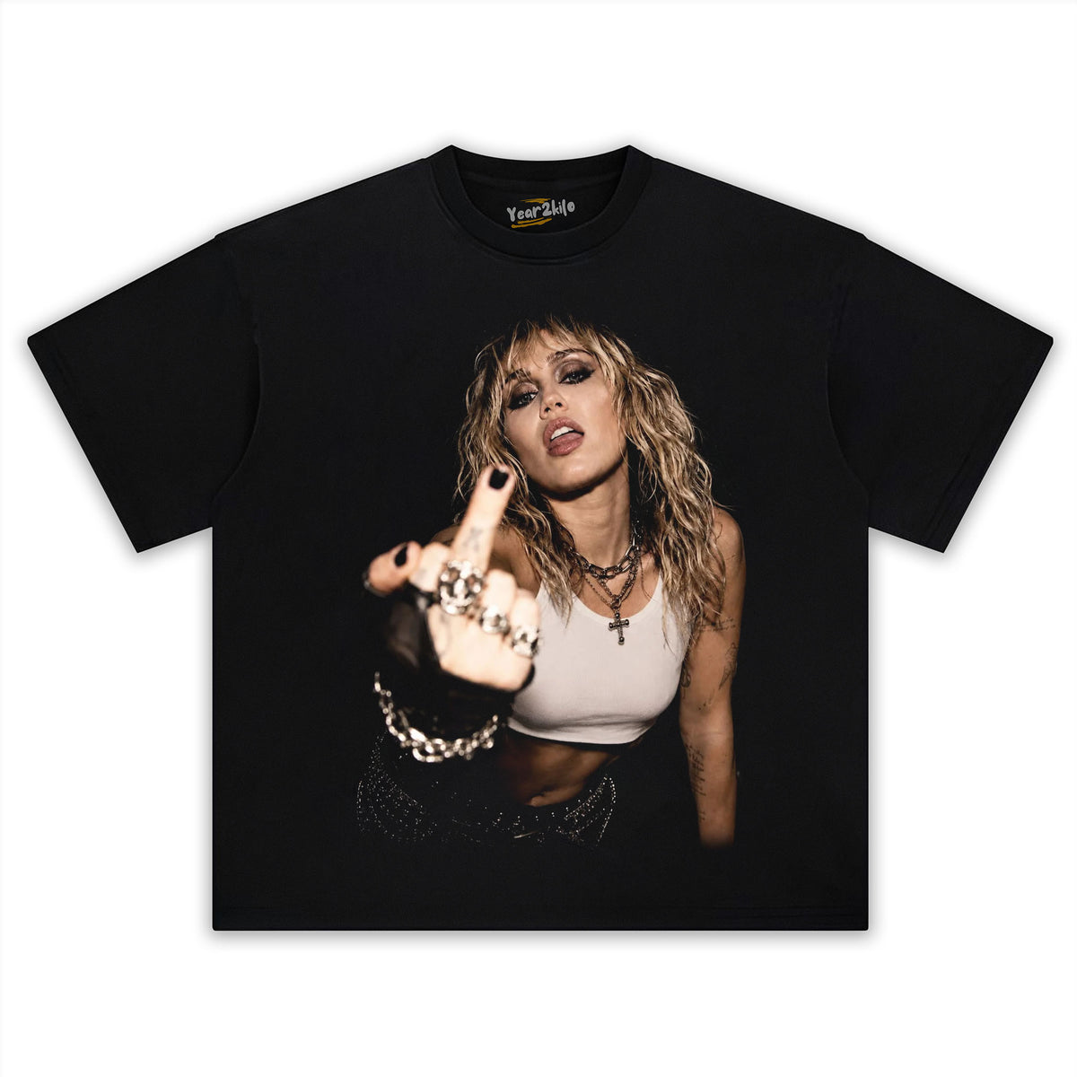 MILEY CYRUS - VINTAGE V4 MIDDLE FINGER TANK TOP & TEE & LONG SLEEVE & LAYERED LS & HOODIE