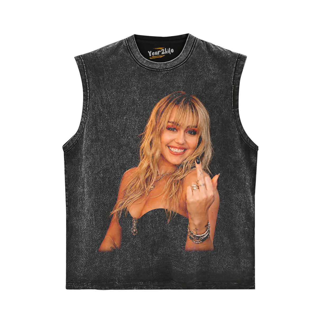 MILEY CYRUS - VINTAGE MIDDLE FINGER TANK TOP & TEE & LONG SLEEVE & LAYERED LS & HOODIE