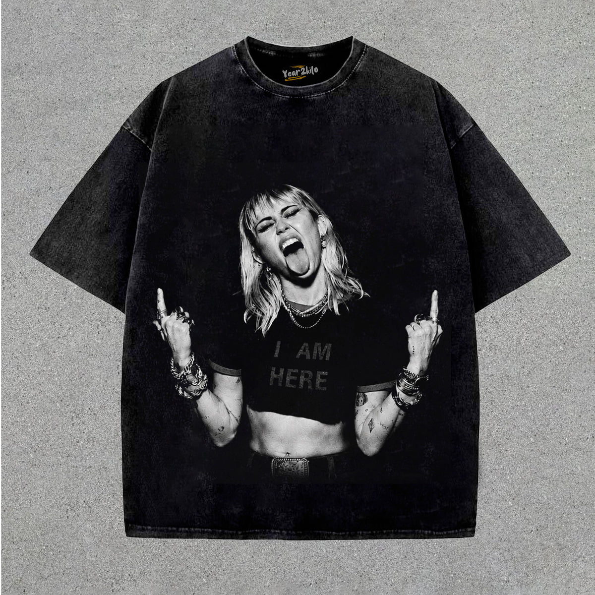MILEY CYRUS - VINTAGE V3 MIDDLE FINGER TANK TOP & TEE & LONG SLEEVE & LAYERED LS & HOODIE