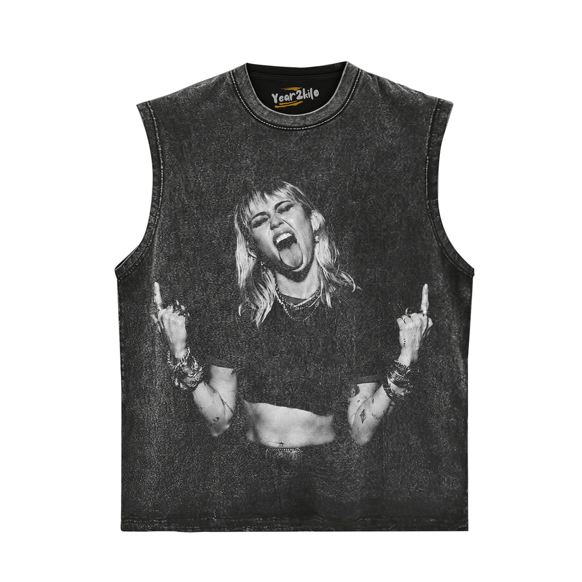 MILEY CYRUS - VINTAGE V3 MIDDLE FINGER TANK TOP & TEE & LONG SLEEVE & LAYERED LS & HOODIE