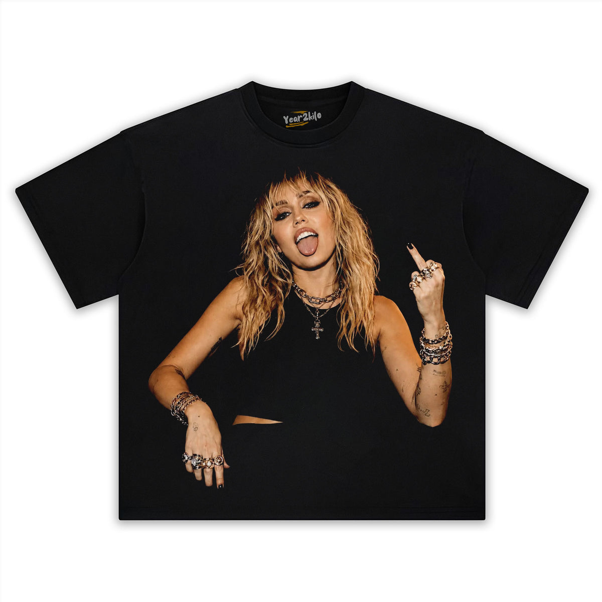 MILEY CYRUS - VINTAGE V6 MIDDLE FINGER TANK TOP & TEE & LONG SLEEVE & LAYERED LS & HOODIE