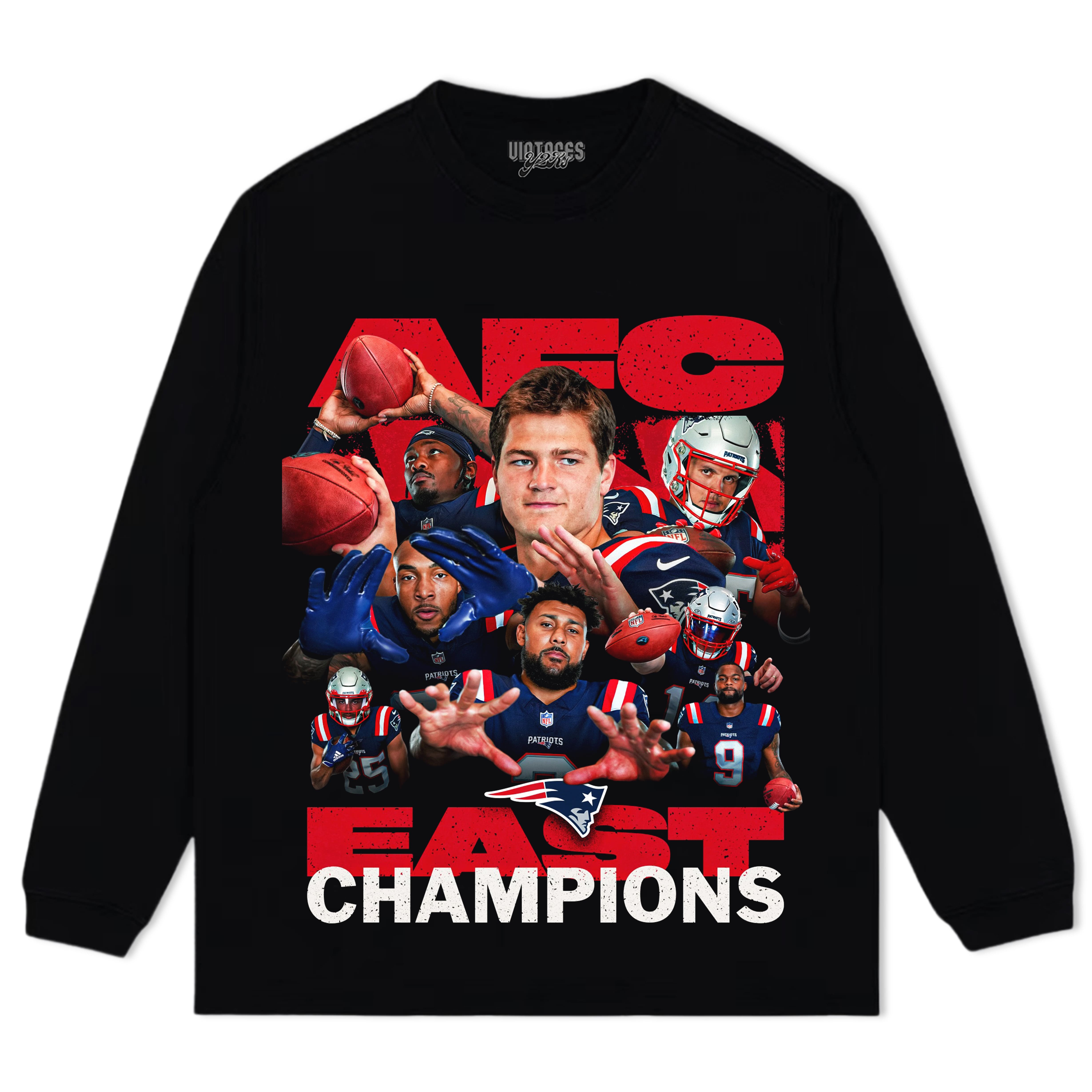 NEW ENGLAND PATRIOTS AFC EAST CHAMPIONS TEE & LS & HOODIE