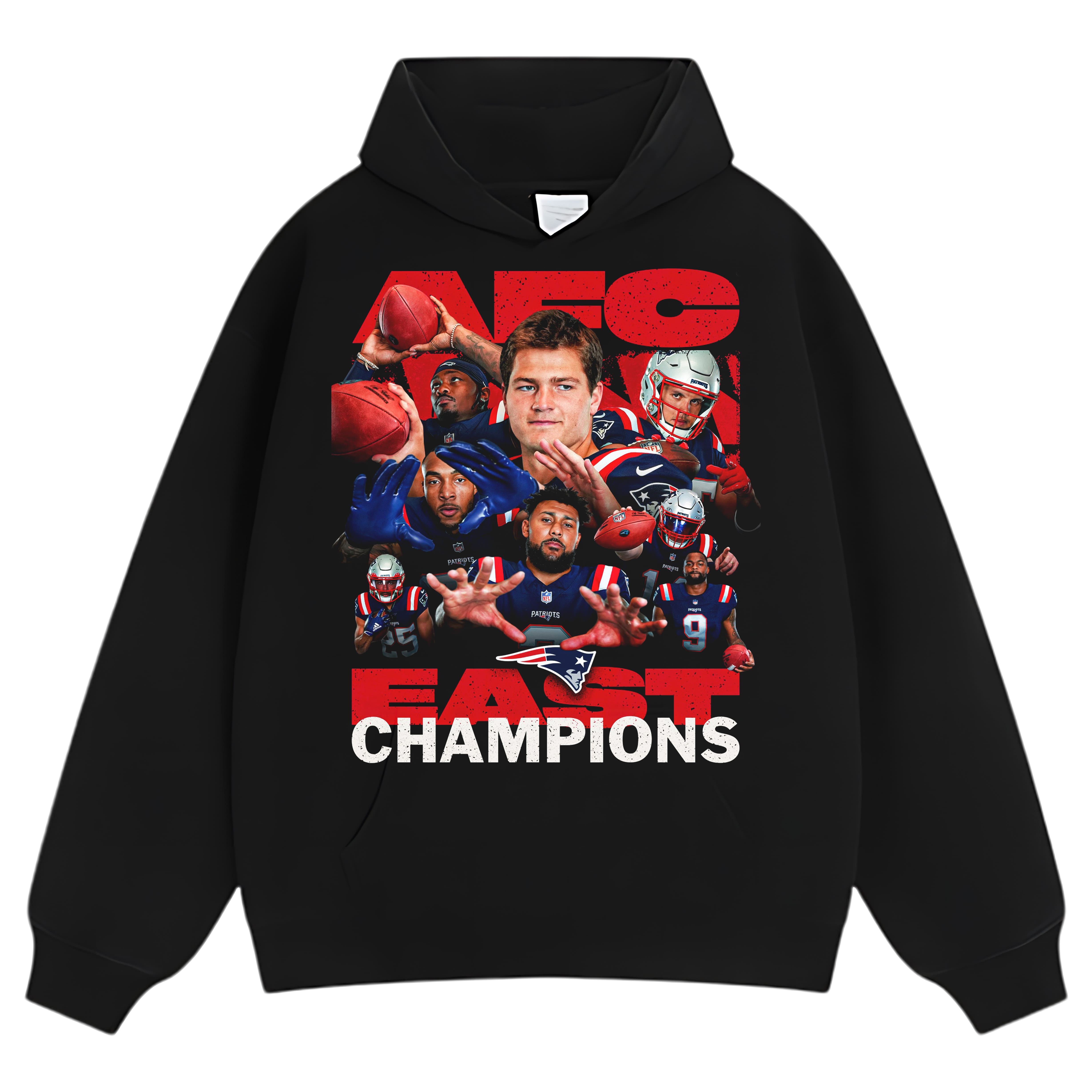 NEW ENGLAND PATRIOTS AFC EAST CHAMPIONS TEE & LS & HOODIE