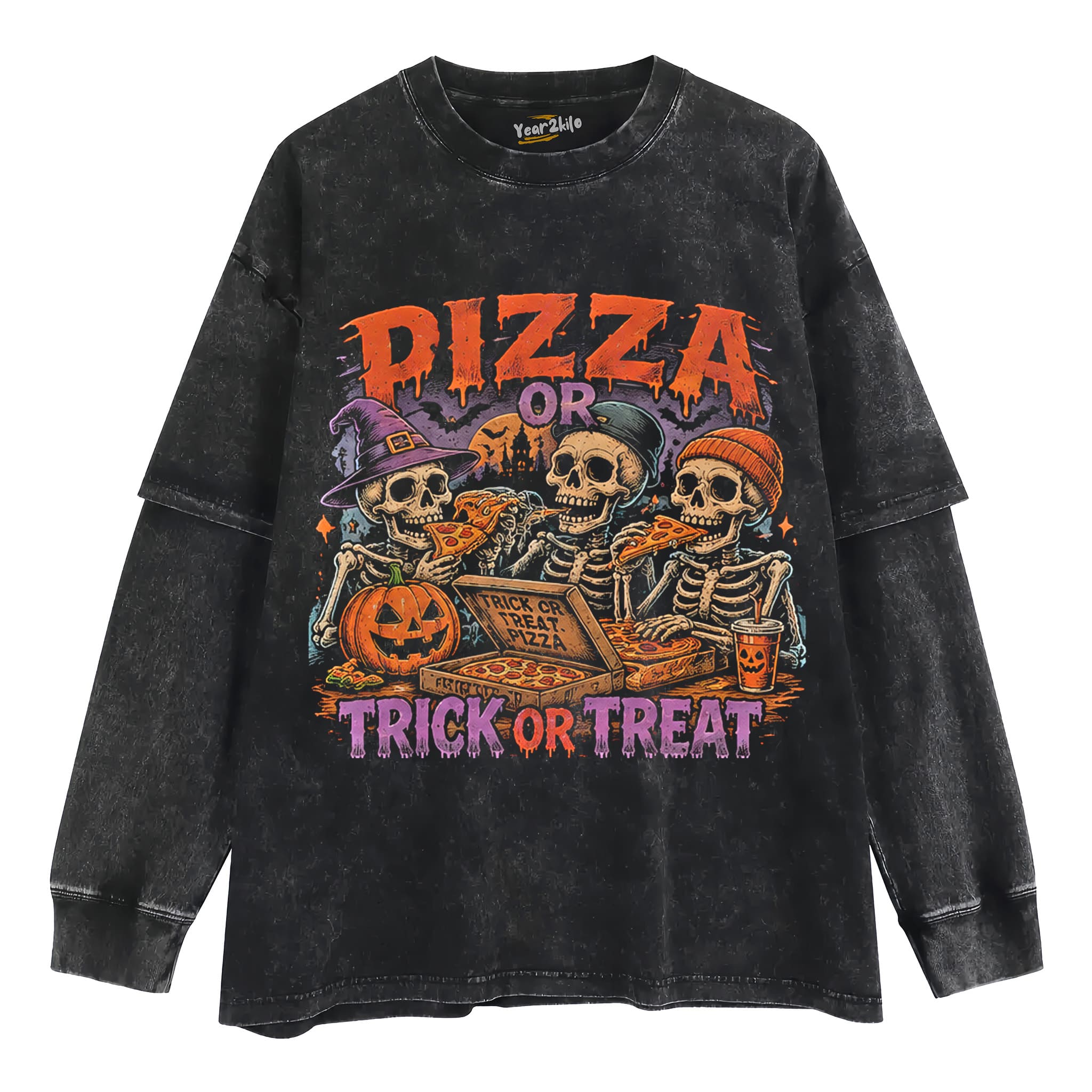 PIZZA · TRICK OR TREAT TANK TOP & TEE & LONG SLEEVE & LAYERED LS & HOODIE