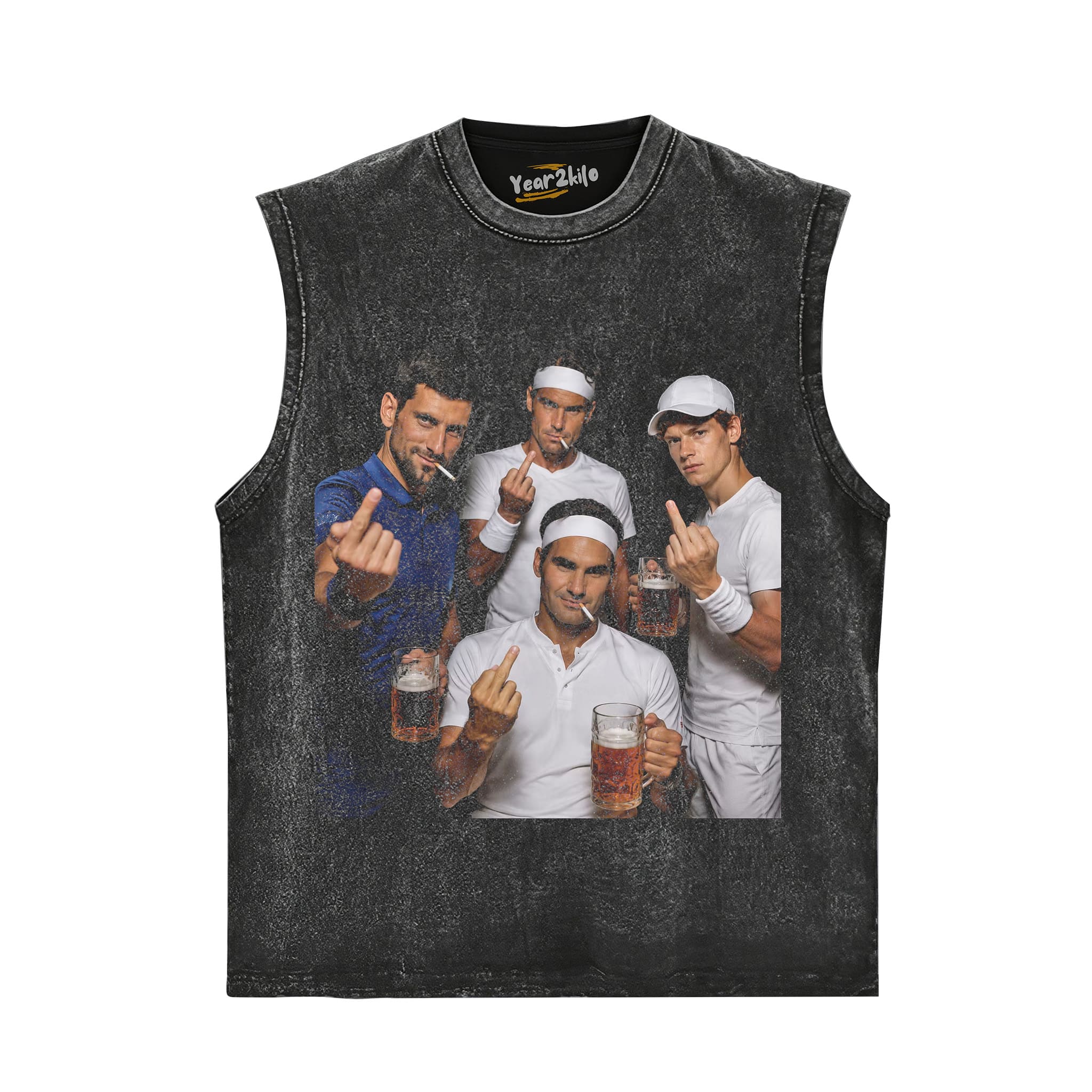 ROGER FEDERER & RAFAEL NADAL & NOVAK DJOKOVIC & JANNIK SINNER TENNIS LEGEND GRAPHIC TANK TOP & TEE & LONG SLEEVE & LAYERED LS & HOODIE