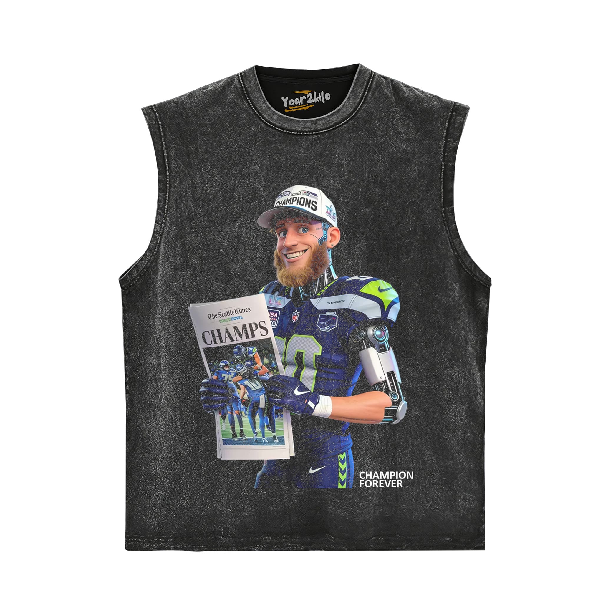 SEATTLE SEAHAWKS SUPER BOWL CHAMPIONS CYBORG GRAPHIC V2 TANK TOP & TEE & LONG SLEEVE & LAYERED LS & HOODIE
