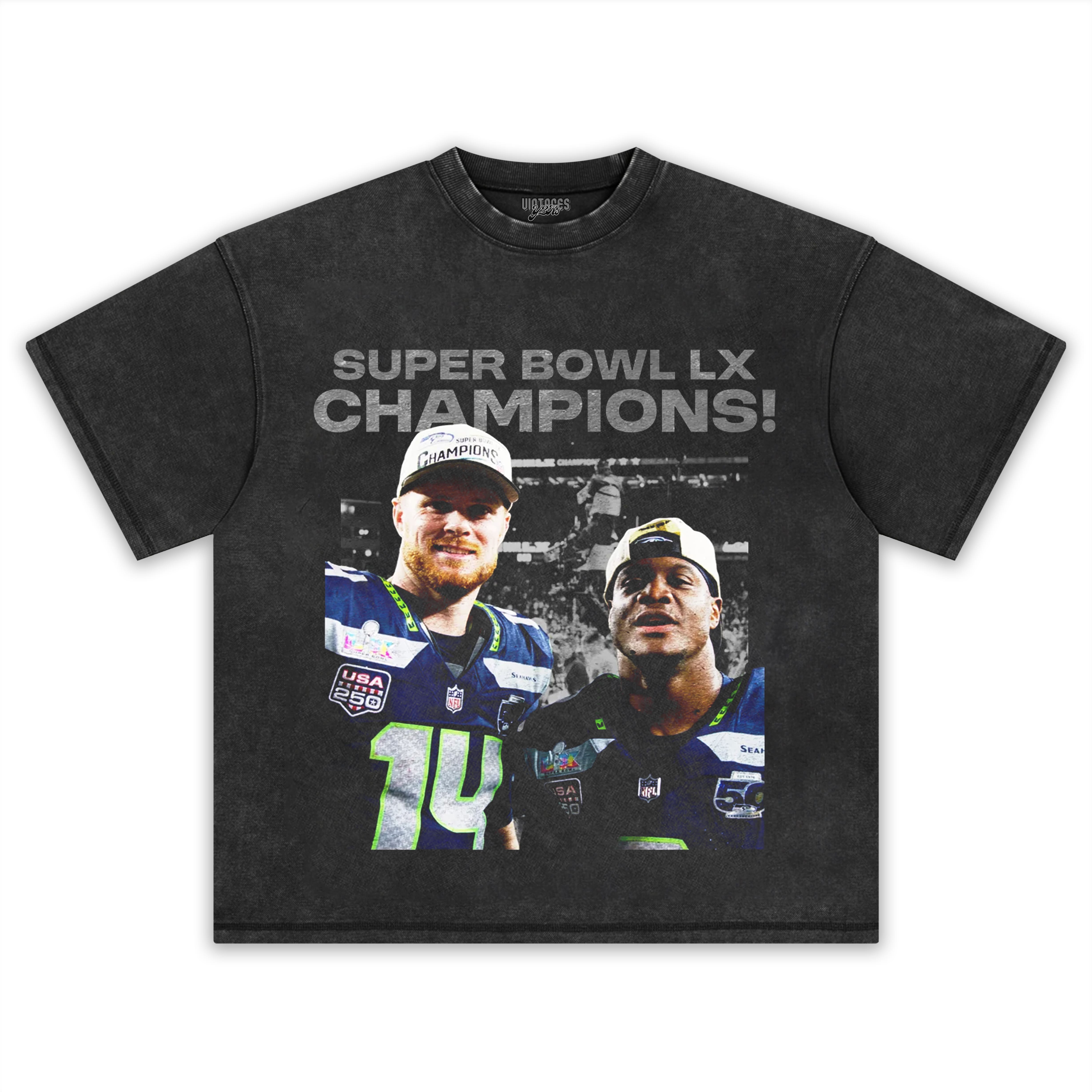 SEATTLE SEAHAWKS & SUPER BOWL LX CHAMPION V2 TEE & LS & HOODIE