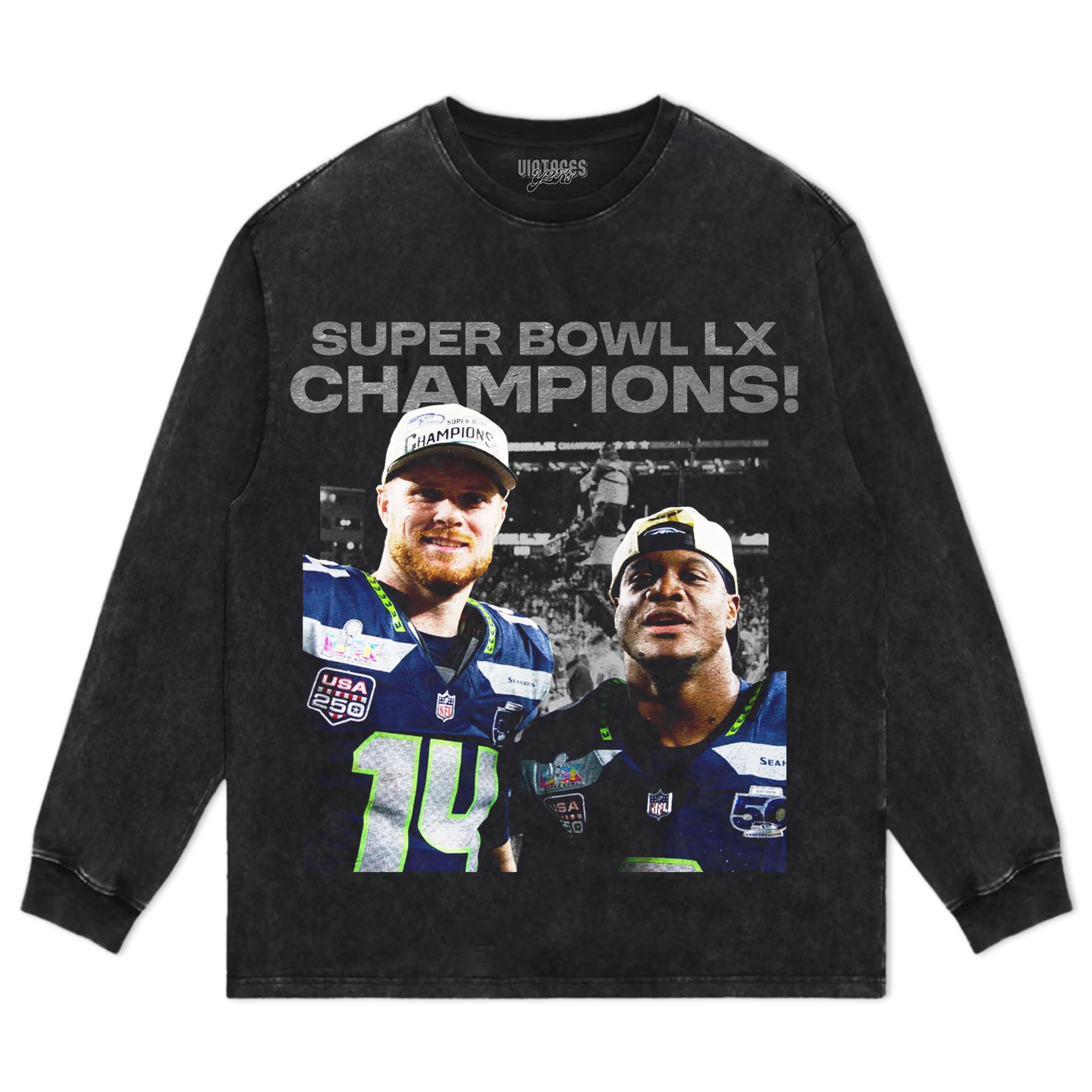 SEATTLE SEAHAWKS & SUPER BOWL LX CHAMPION V2 TEE & LS & HOODIE