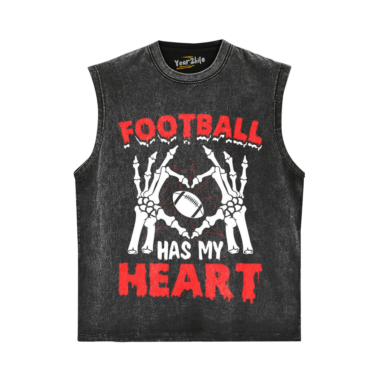 SKELETON HANDS HEART FOOTBALL HAS MY HEART TANK TOP & TEE & LONG SLEEVE & LAYERED LS & HOODIE