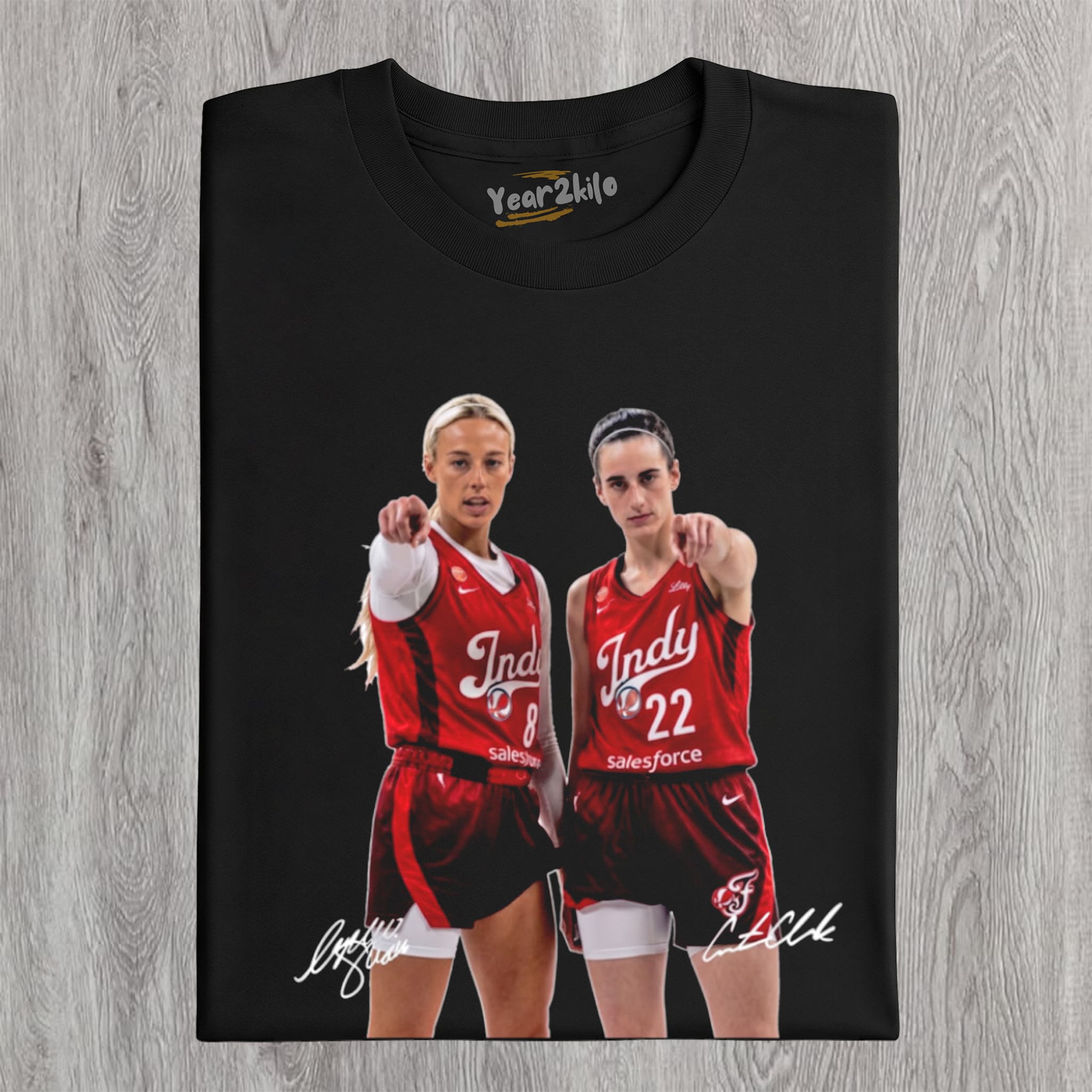 SOPHIE CUNNINGHAM & CAITLIN CLARK SIGNAUTE - FEVER BASKETBALL 2026 TANK TOP & TEE & LONG SLEEVE & LAYERED LS & HOODIE